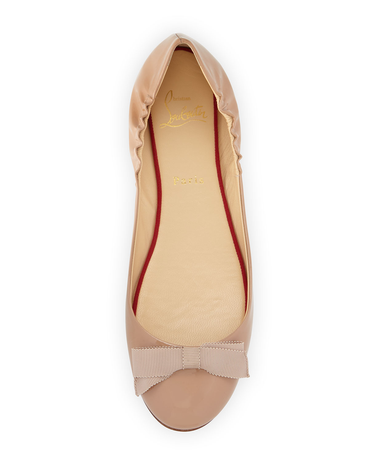 Christian louboutin Gloriana Patent-Leather Ballet Flats in Beige ...