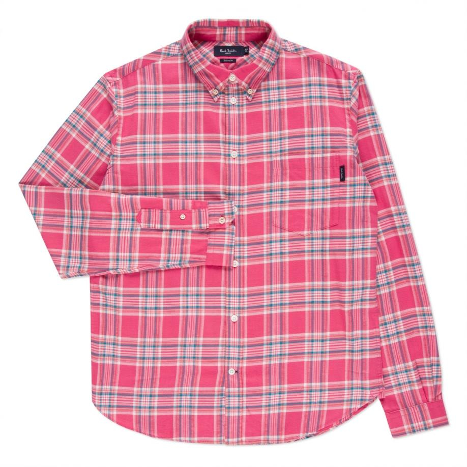 Lyst - Paul Smith Men's Tailored-fit Pink Brushed-cotton Plaid Shirt in ...