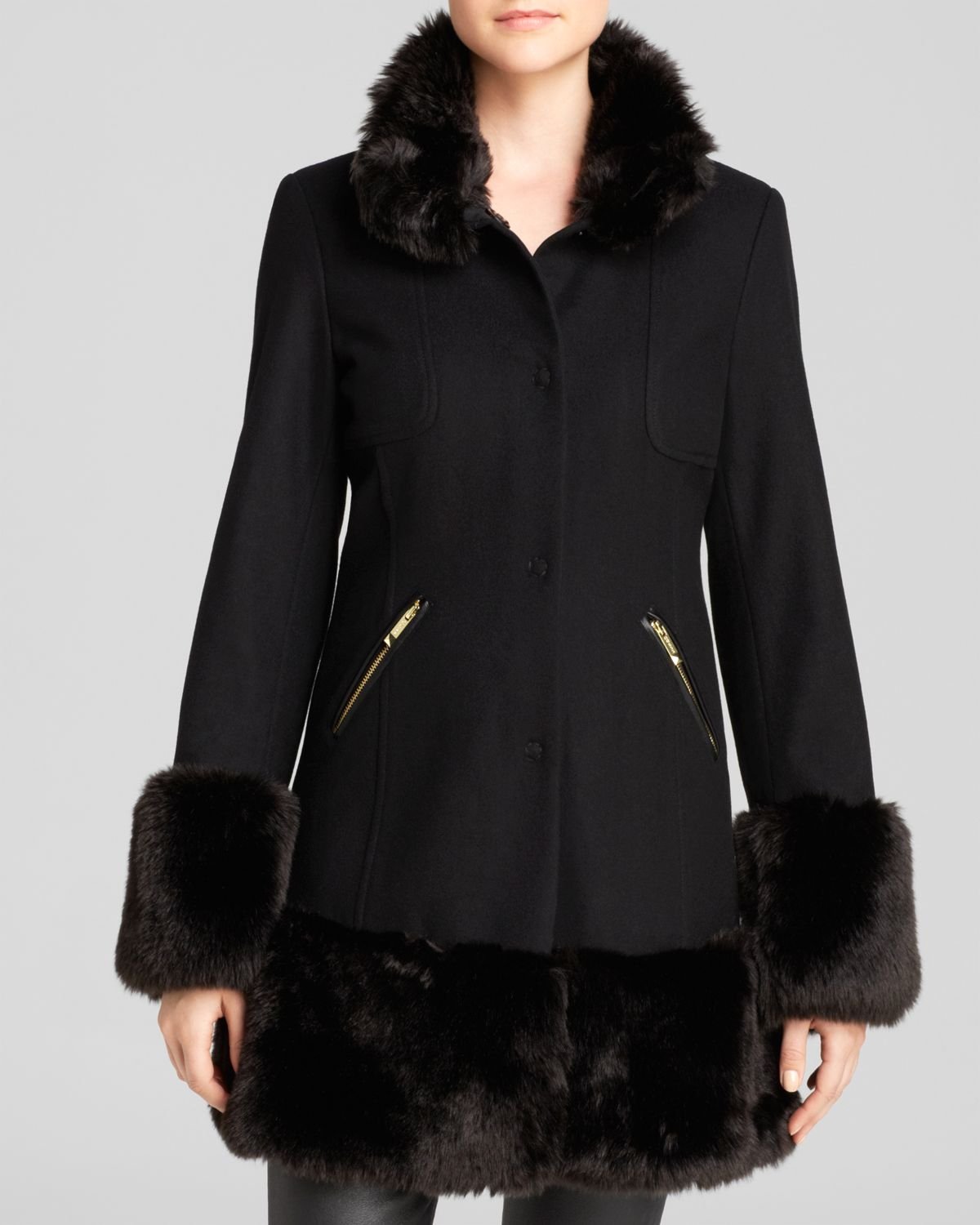 guess long black coat