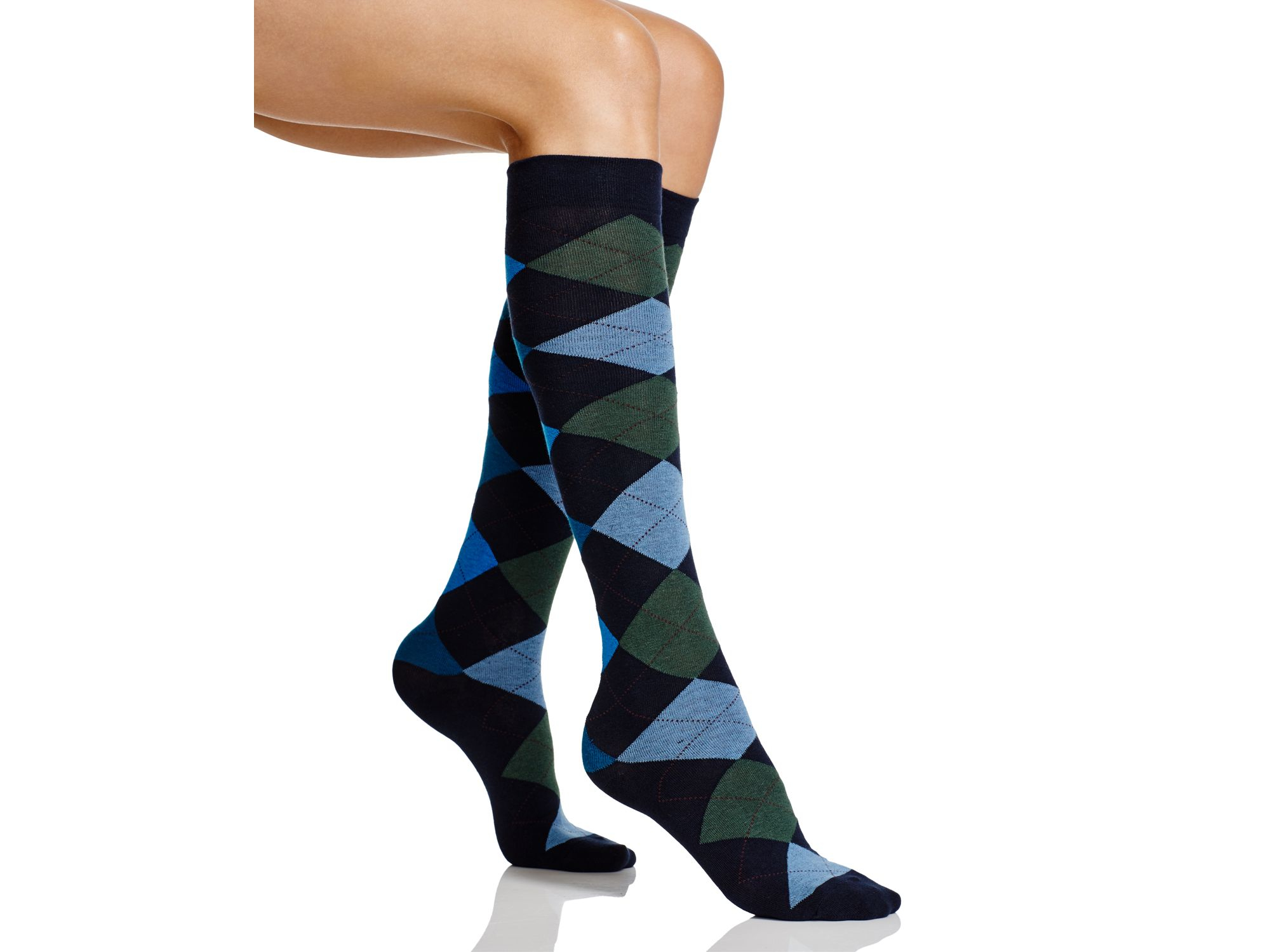 Hue Argyle Knee Socks in Black (Navy) Lyst