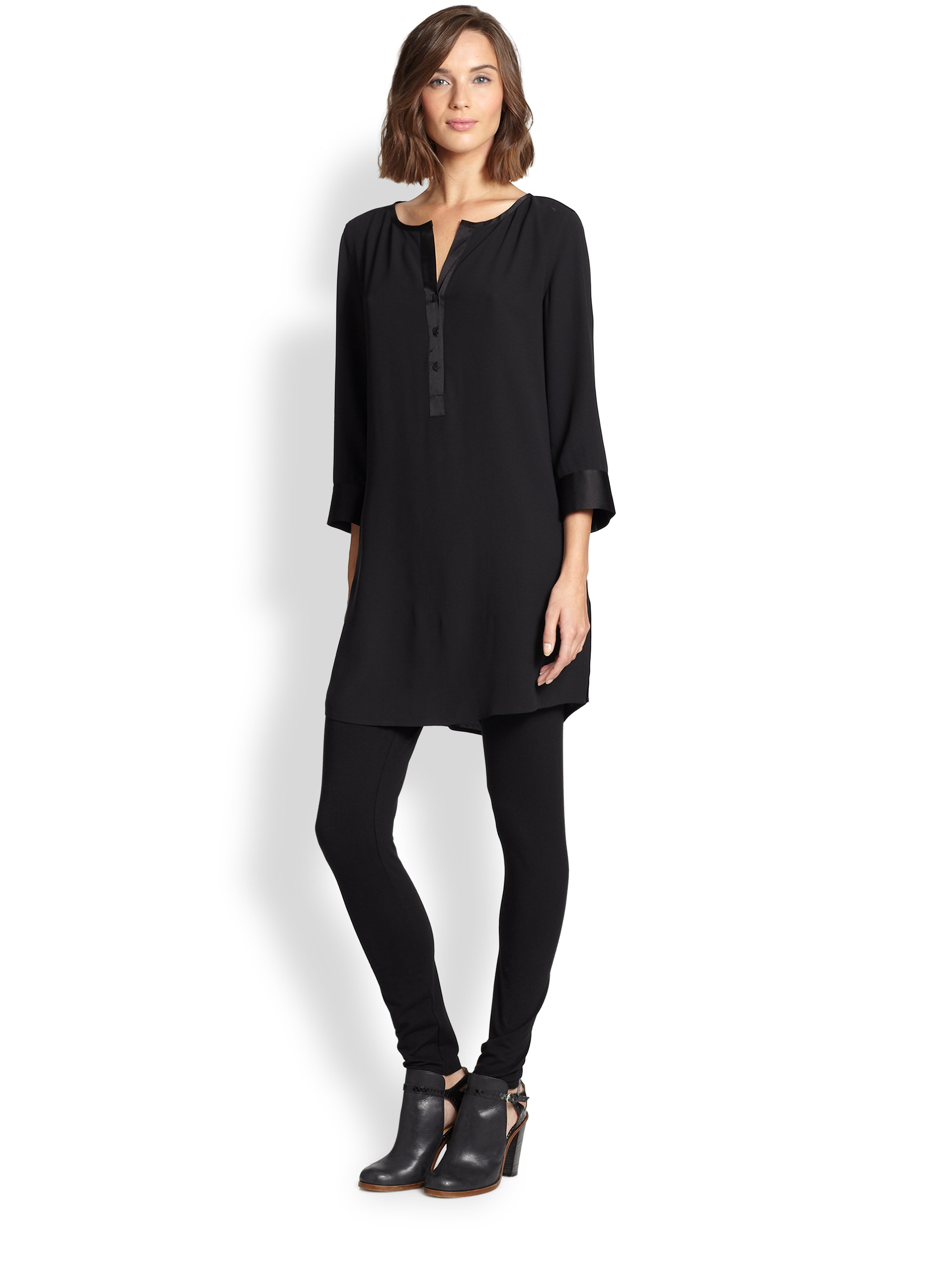 Eileen Fisher Silk Tunic in Black | Lyst