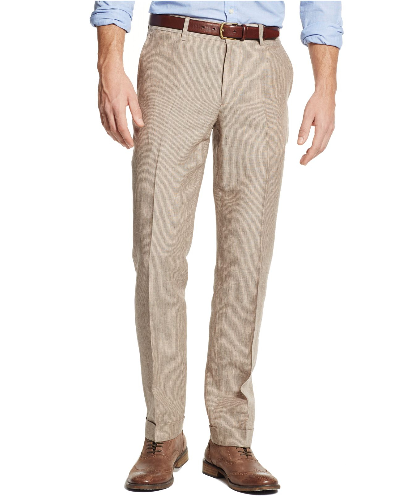 Lyst - Tommy Hilfiger Winslow Striped Linen Pants in Brown for Men
