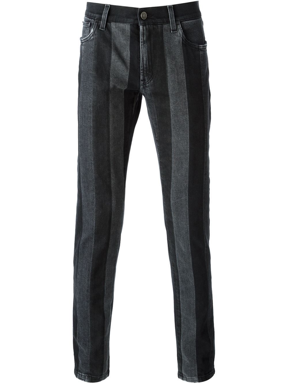 grey and white striped jeans
