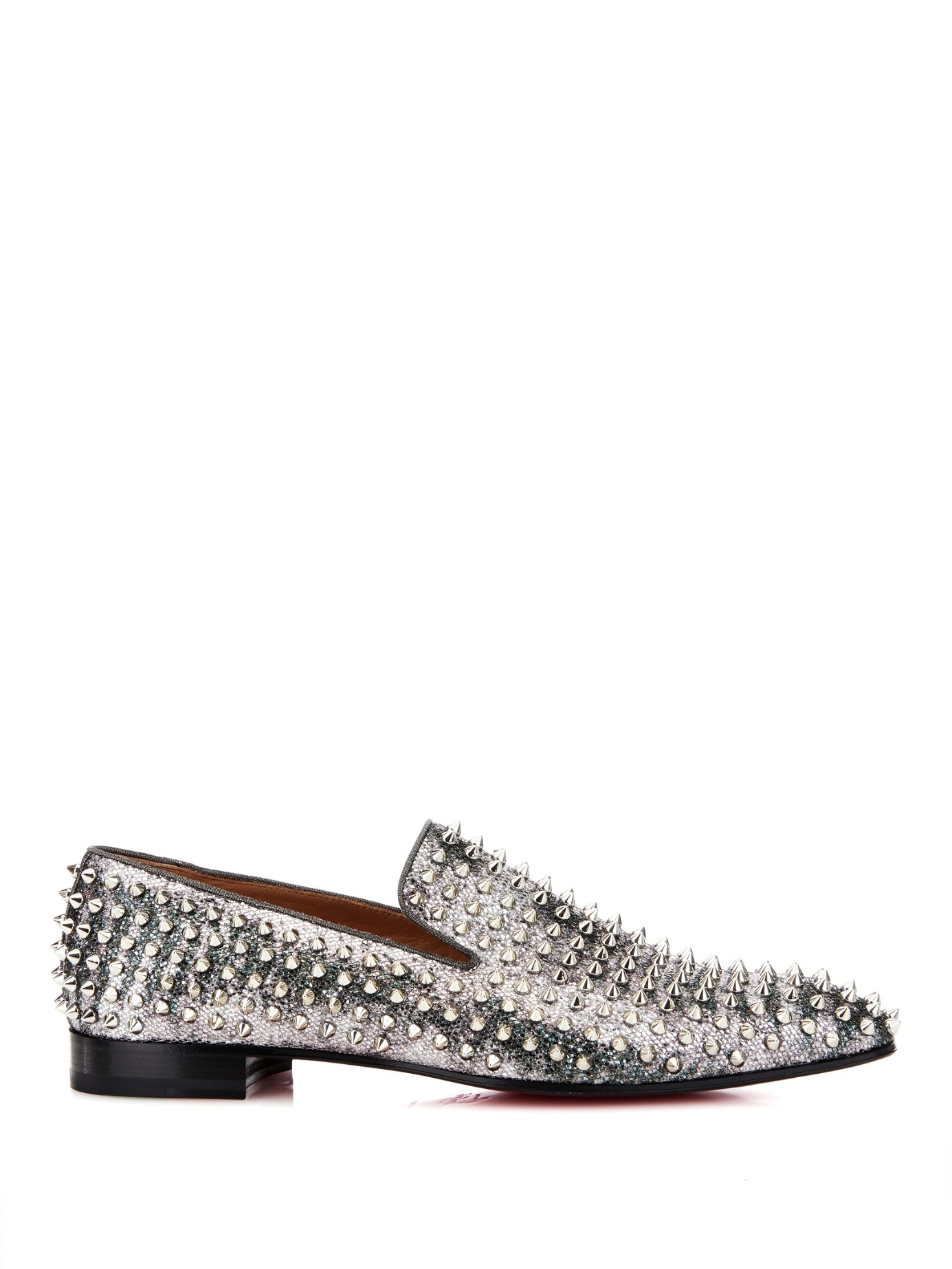 mens silver studded loafers