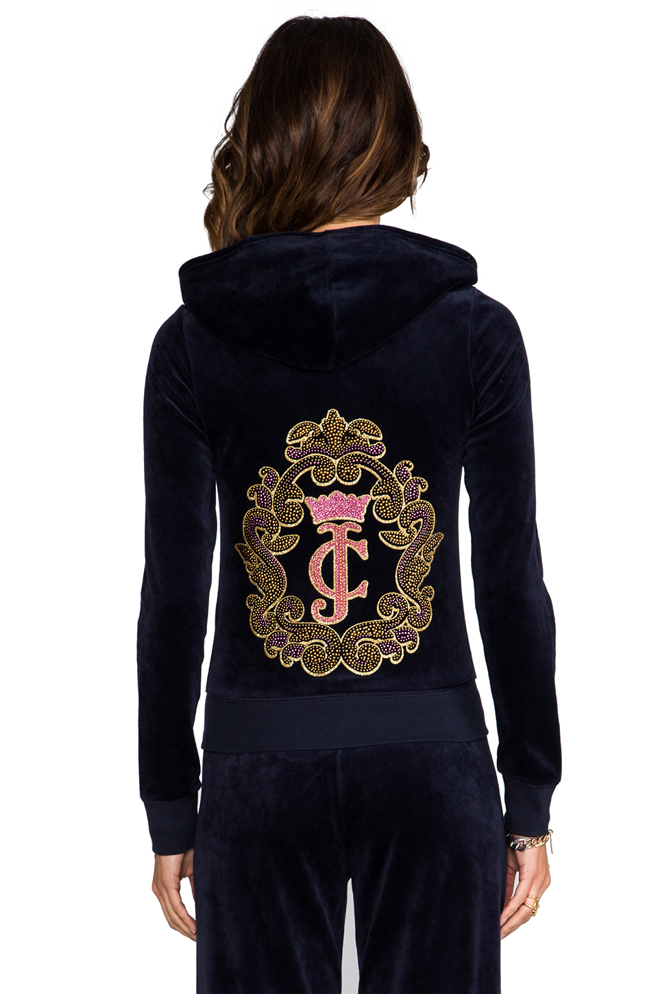 Juicy Couture Crown Cameo Velour Hoodie In Navy in Blue - Lyst