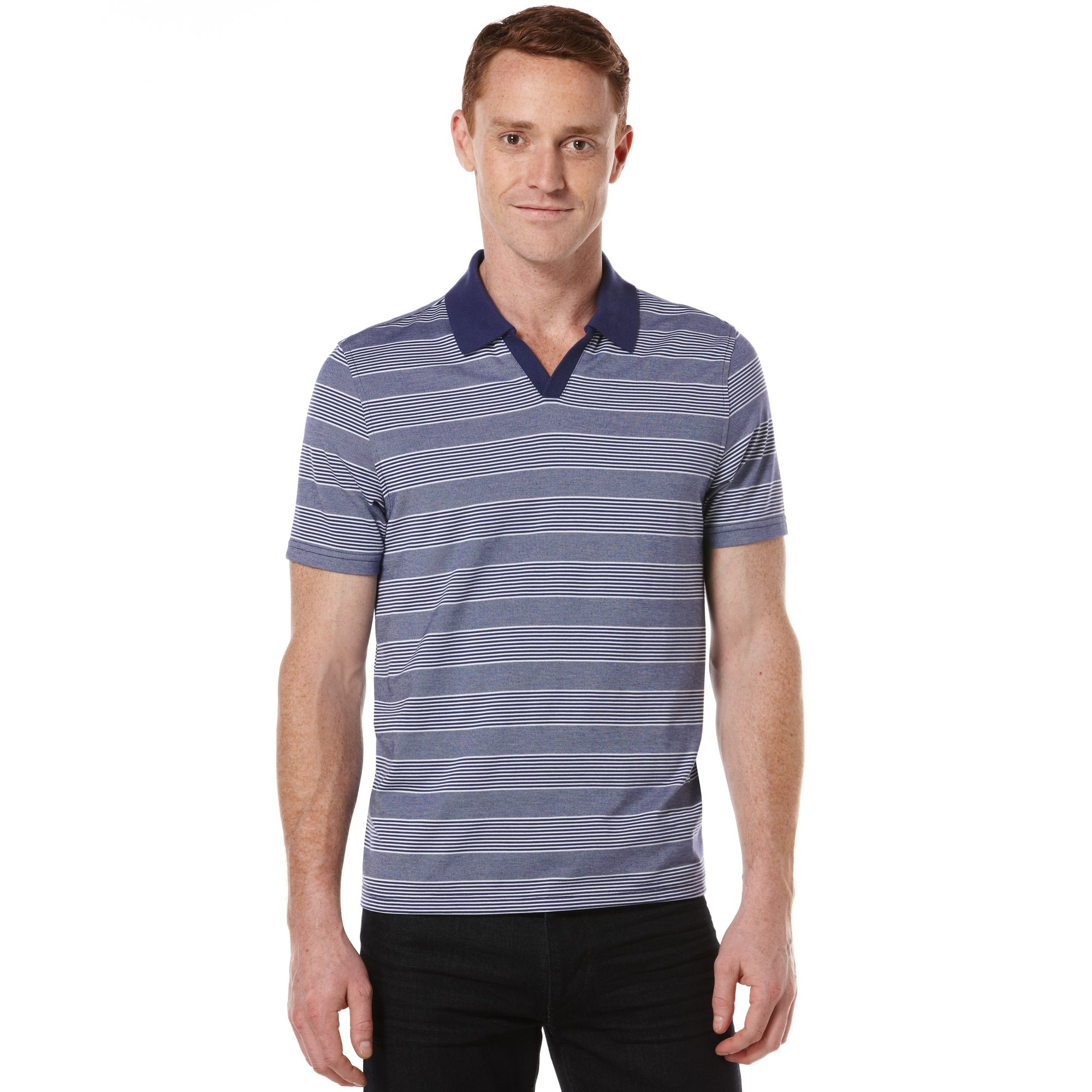 BAYY Mens Short Sleeve Lapel Collar Ombre Stripes Printed Comfy Polo Shirt