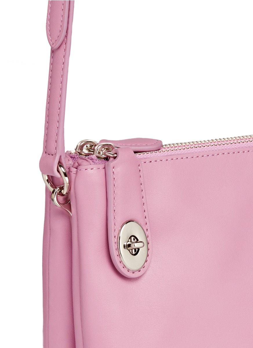 COACH &#39;crosby&#39; Double Zip Leather Crossbody Bag in Pink - Lyst