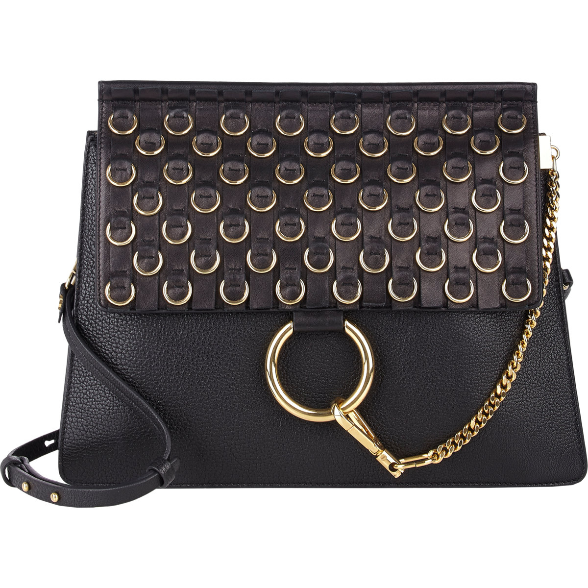 Chloé Faye Medium Leather Shoulder Bag in Black | Lyst