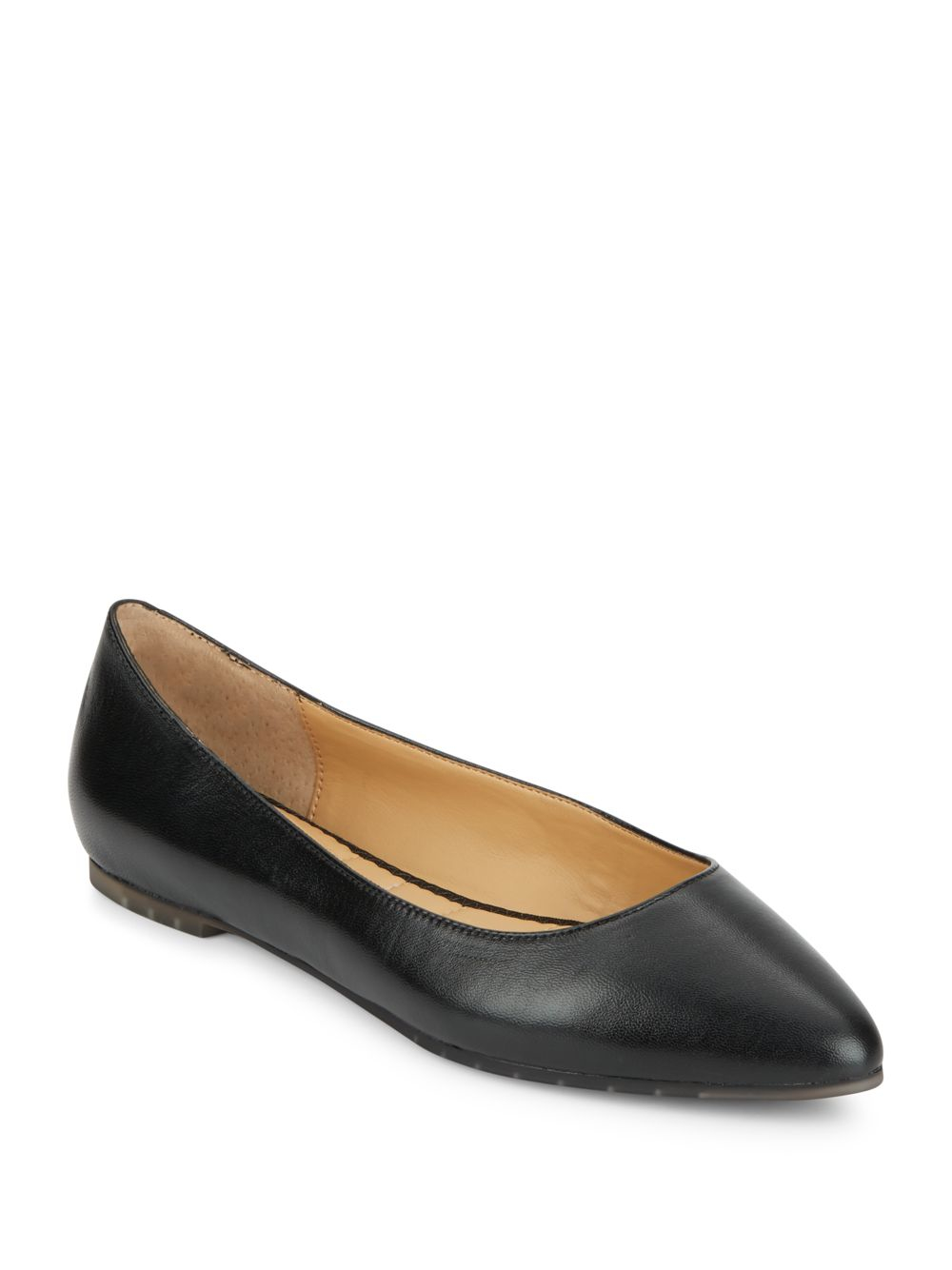 Me Too Pointy Toe Leather Flats in Black - Lyst