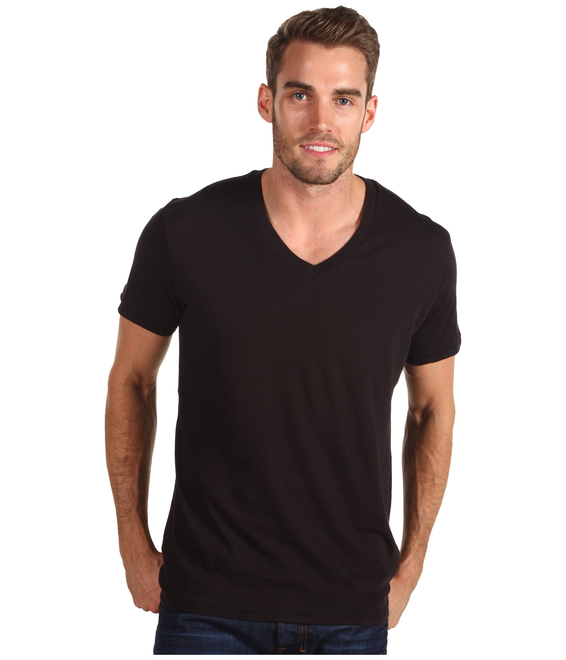 Alternative apparel Perfect V-neck in Black for Men | Lyst