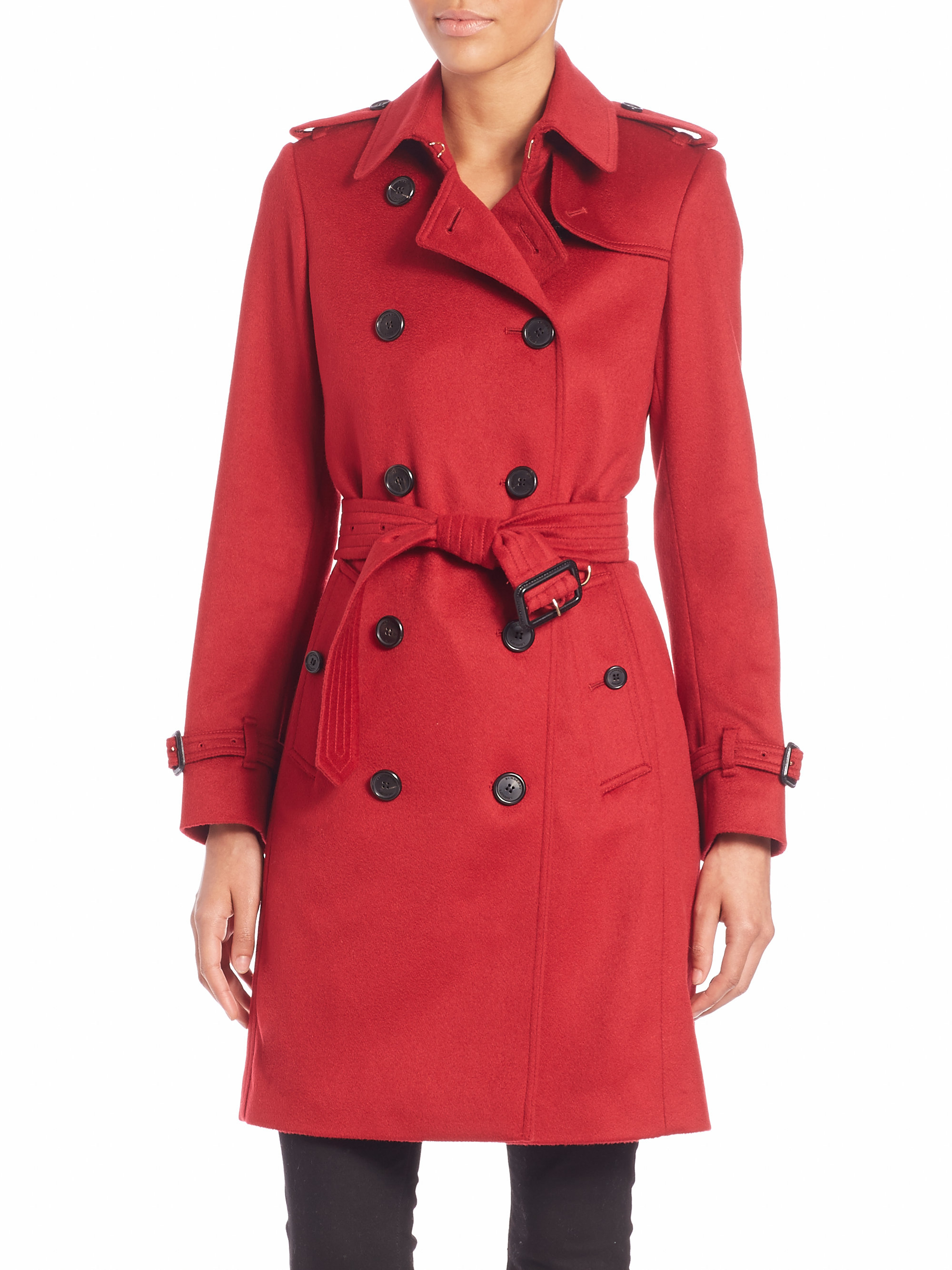 Burberry Kensington Parade Red Cashmere Trench Coat - Lyst