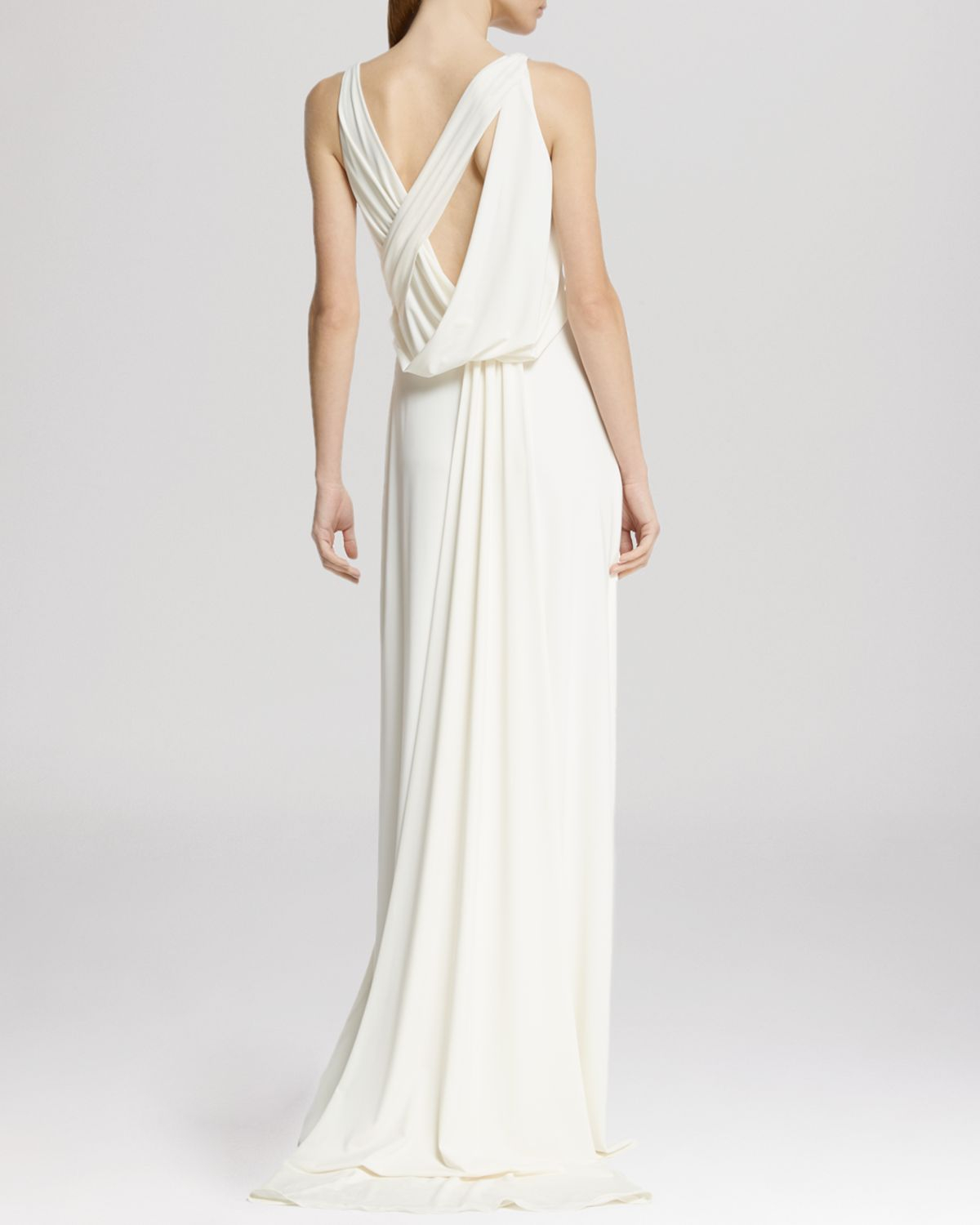 halston white gown