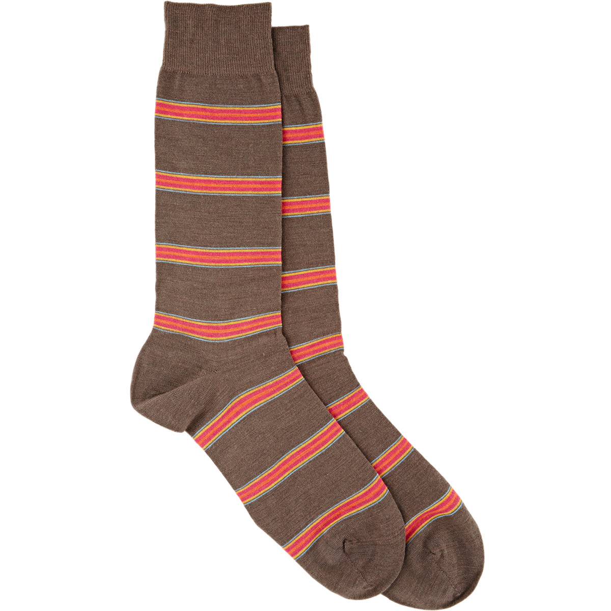 Lyst - Richard James Striped Mid-calf Maranon Socks in Brown for Men