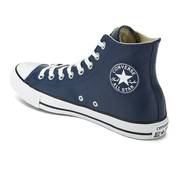 blue leather high top converse