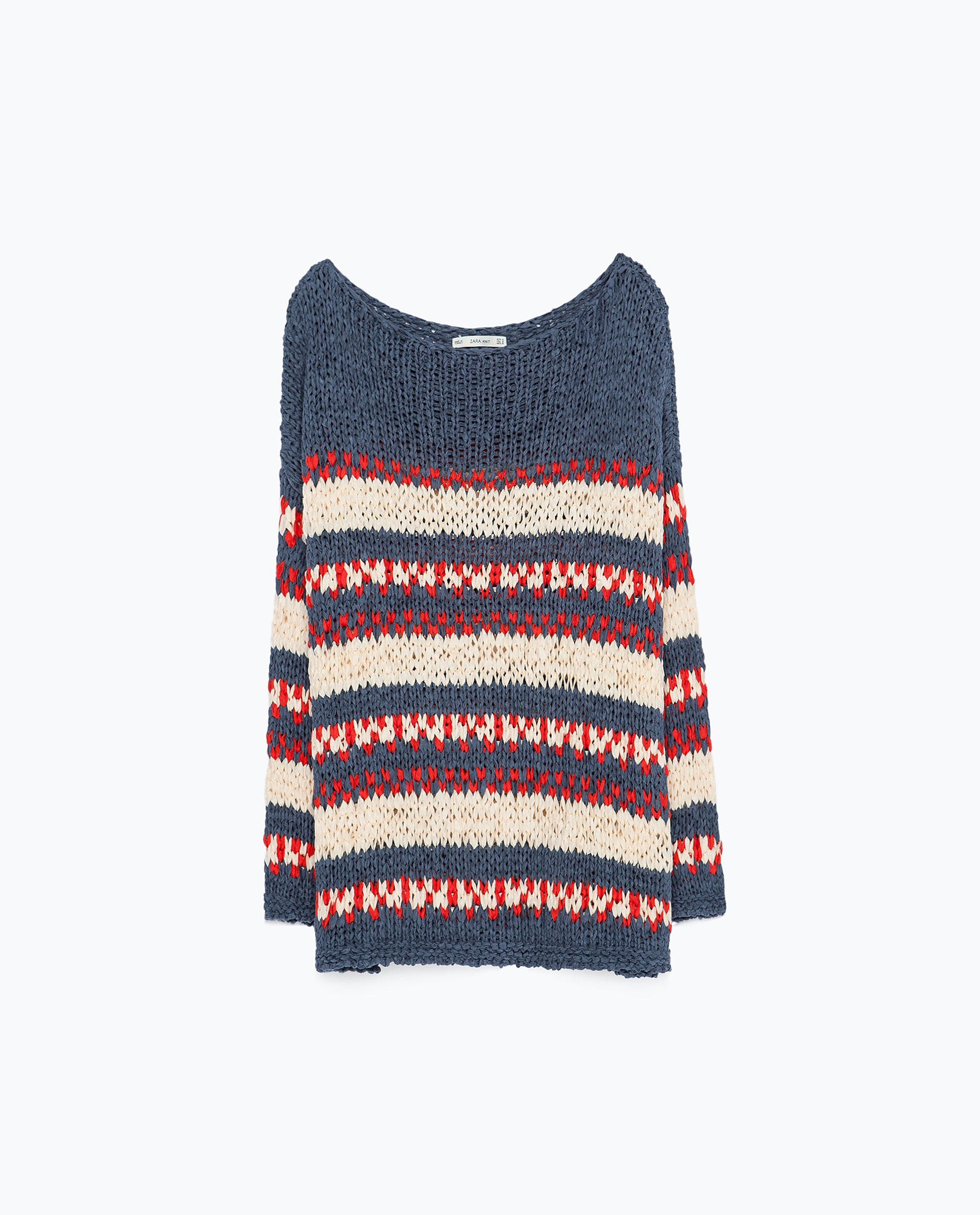 Zara Striped Knit Sweater With Ribbon Striped Knit Sweater With Ribbon