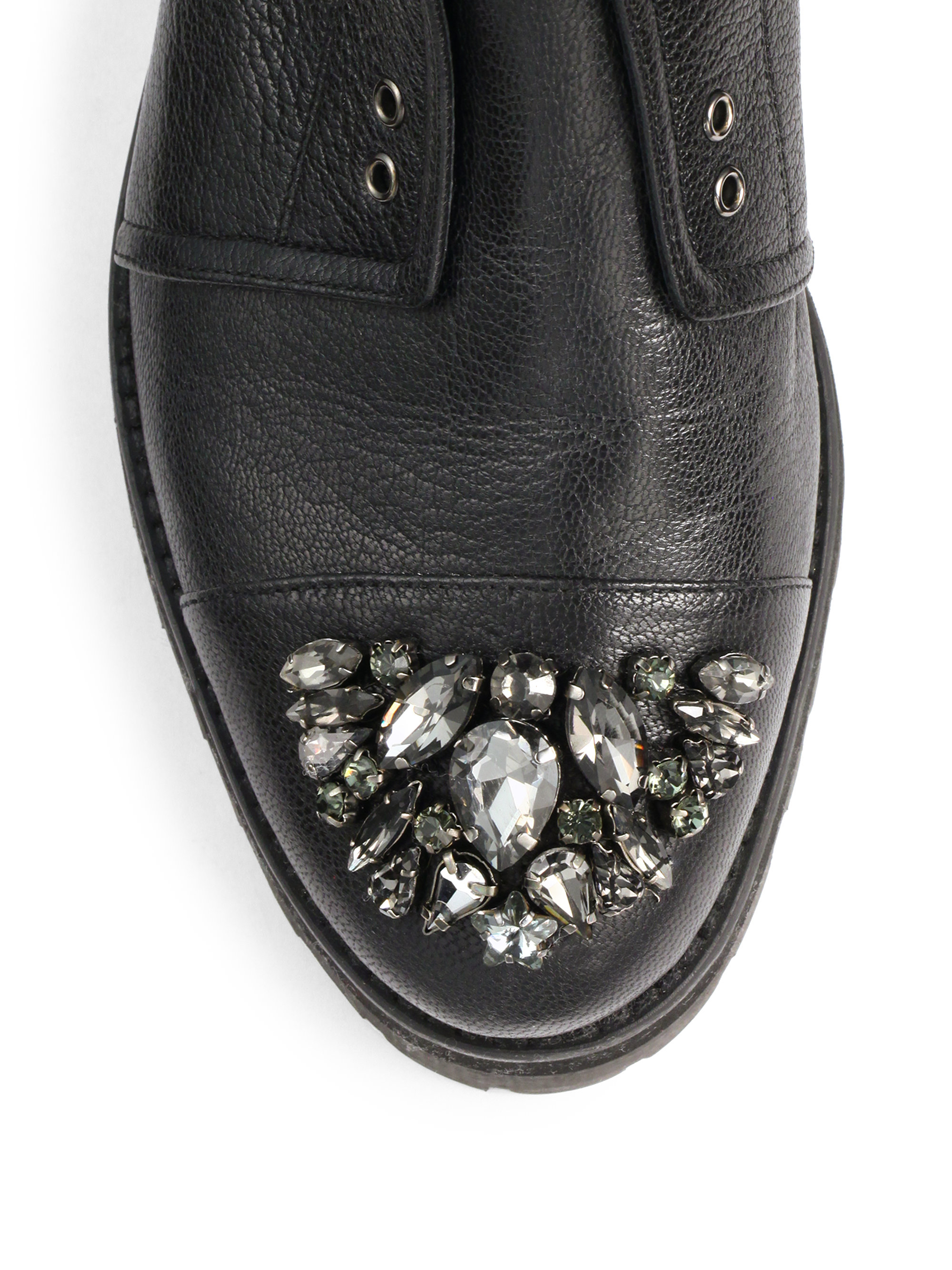 haskell embellished glitter and leather combat boot