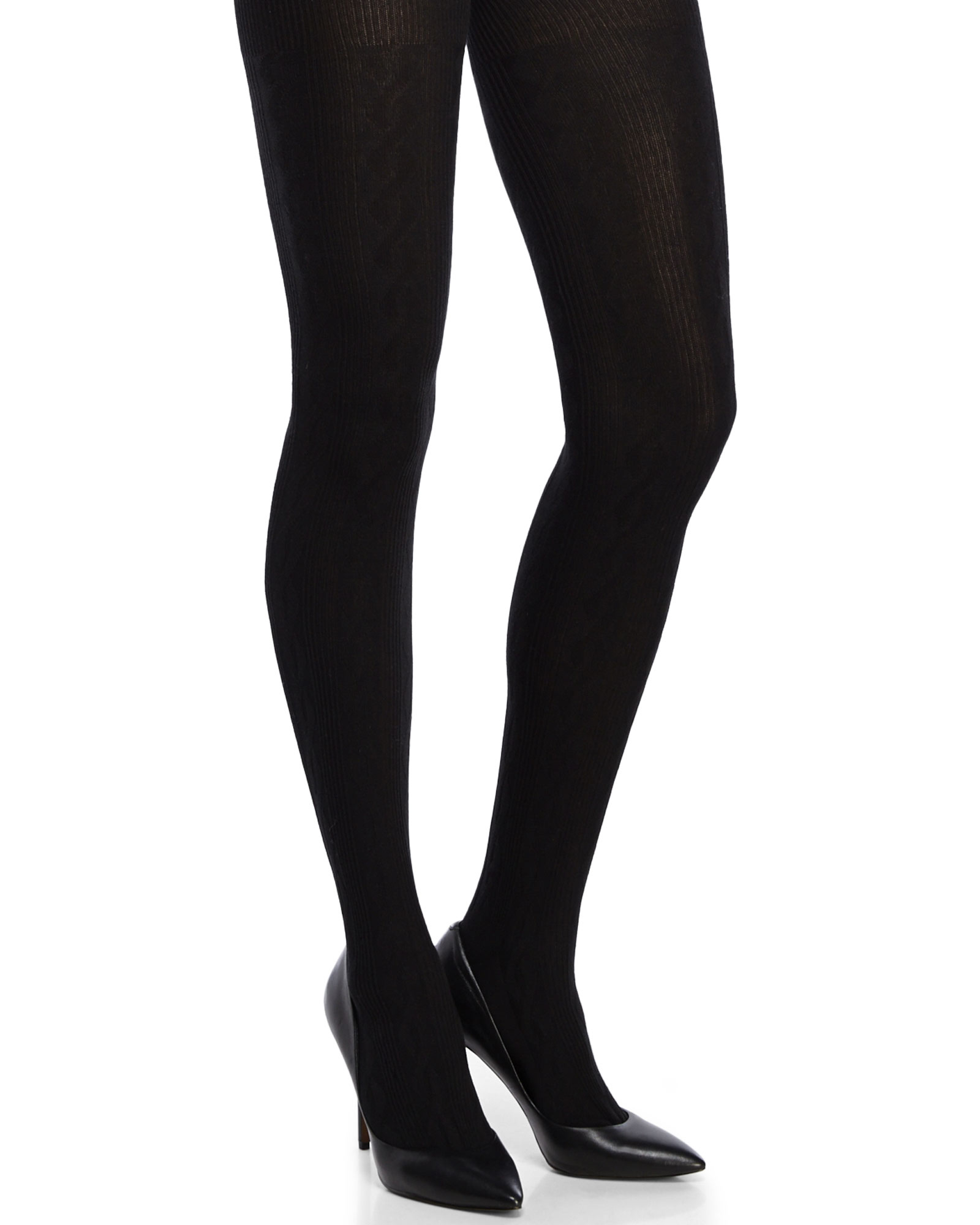 Hue Cable Knit Sweater Tights in Black Lyst