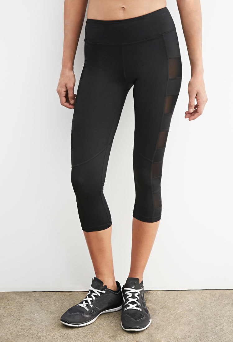 Forever 21 Active Meshpaneled Capri Leggings in Black Lyst