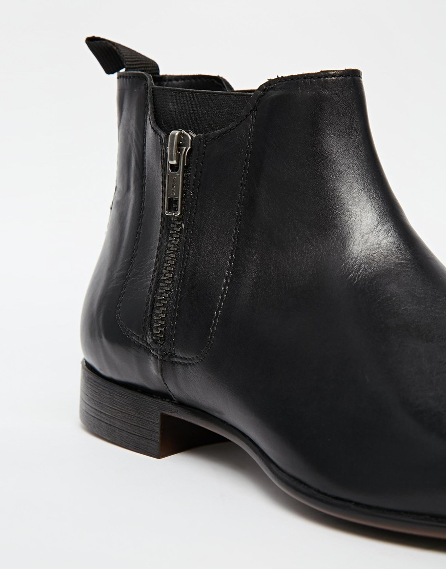 ASOS Zip Chelsea Boots In Leather in Black for Men | Lyst