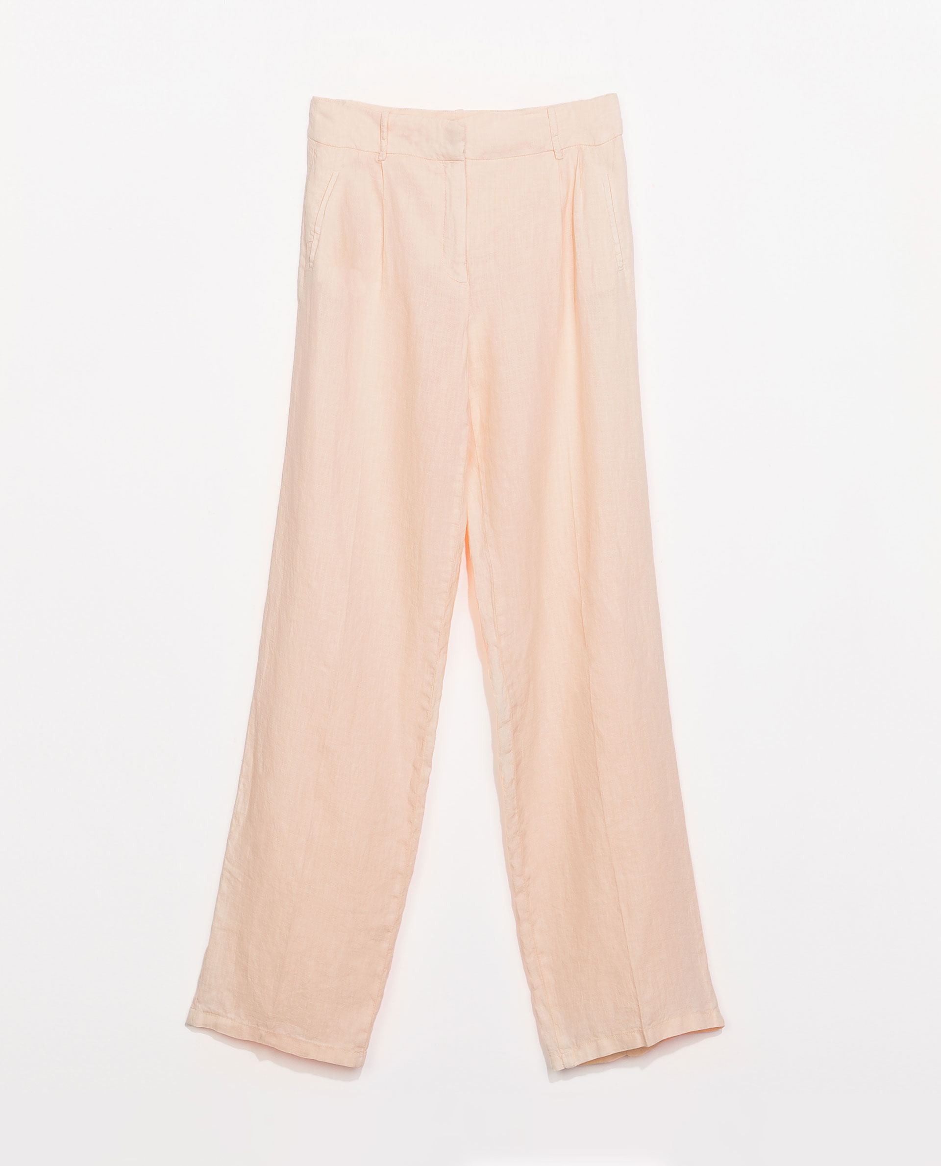 Zara Pleat Front Linen Trousers in Pink (Peach) | Lyst