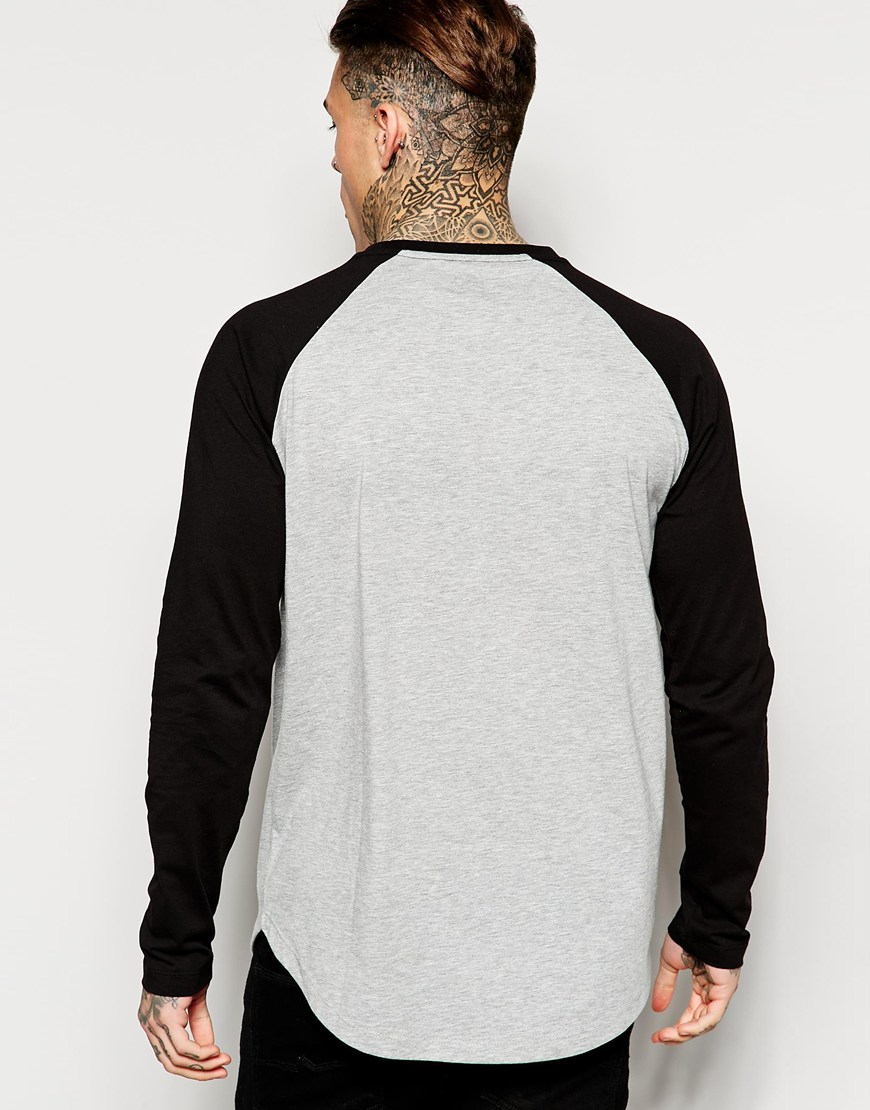 Download ASOS Longline Long Sleeve T-shirt With Contrast Raglan ...