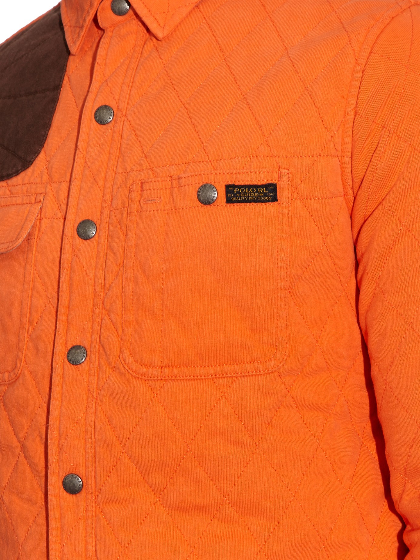 Polo Ralph Lauren Quilted Cotton-jersey Shirt in Orange for Men | Lyst