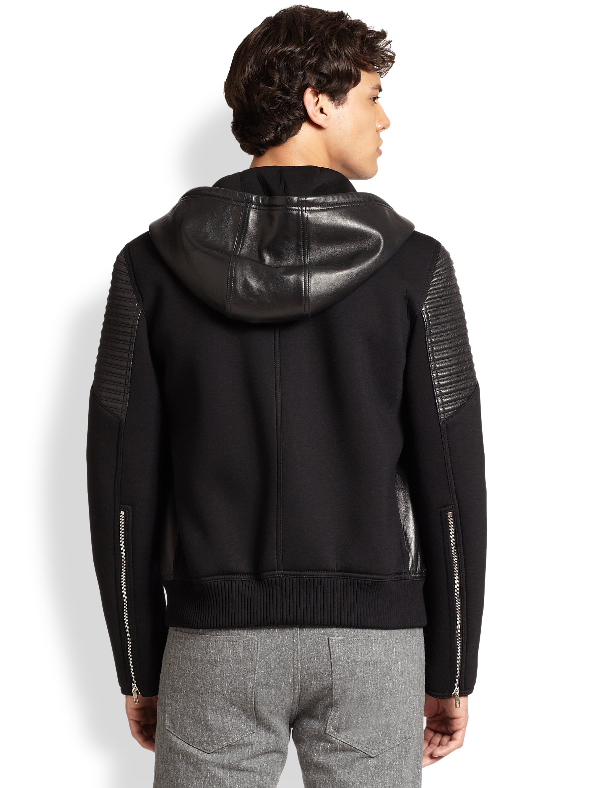 Givenchy Neoprene Leather Hoodie in Black for Men | Lyst