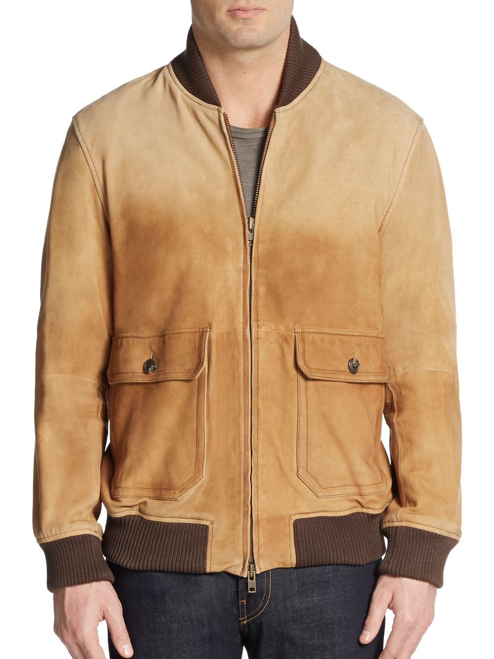 GANT Lambskin Bomber Jacket in Tan (Brown) for Men | Lyst