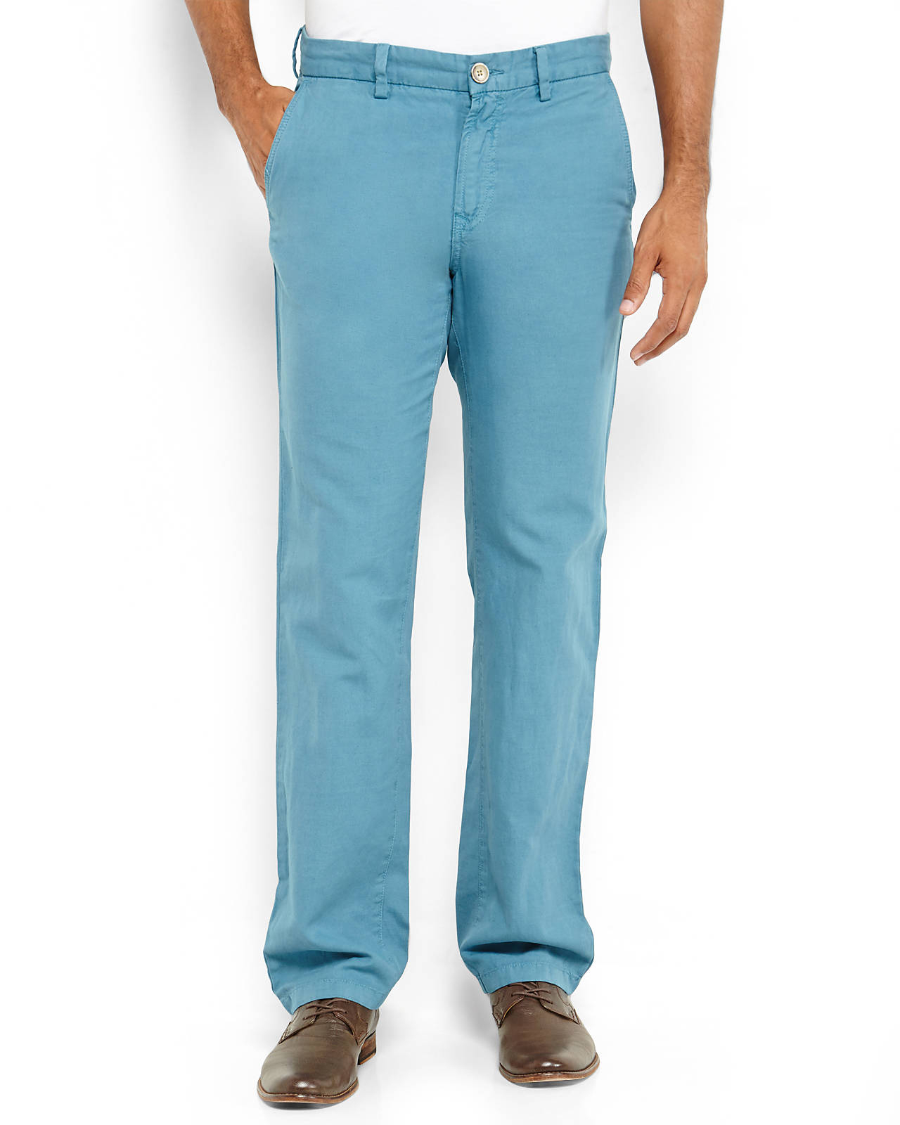 English laundry Flat Front Slub Pants in Teal for Men | Lyst