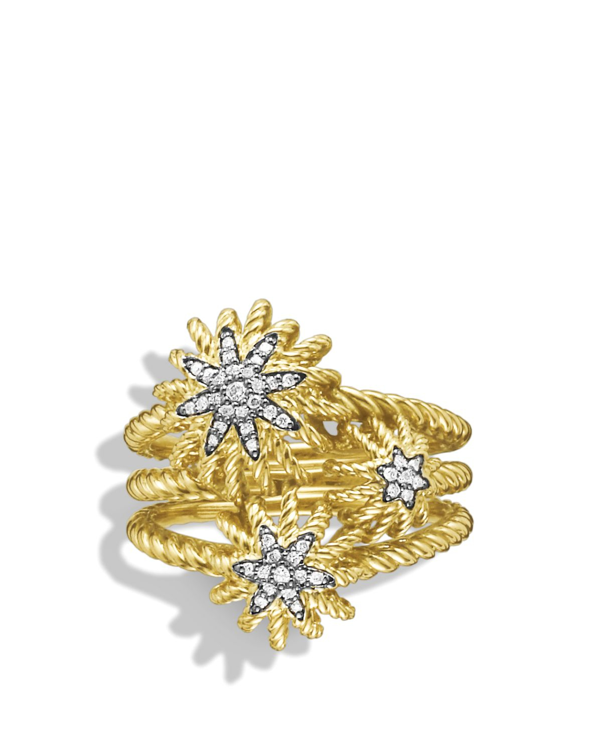 David Yurman Starburst Cluster Ring With Diamonds In Gold in Yellow Lyst