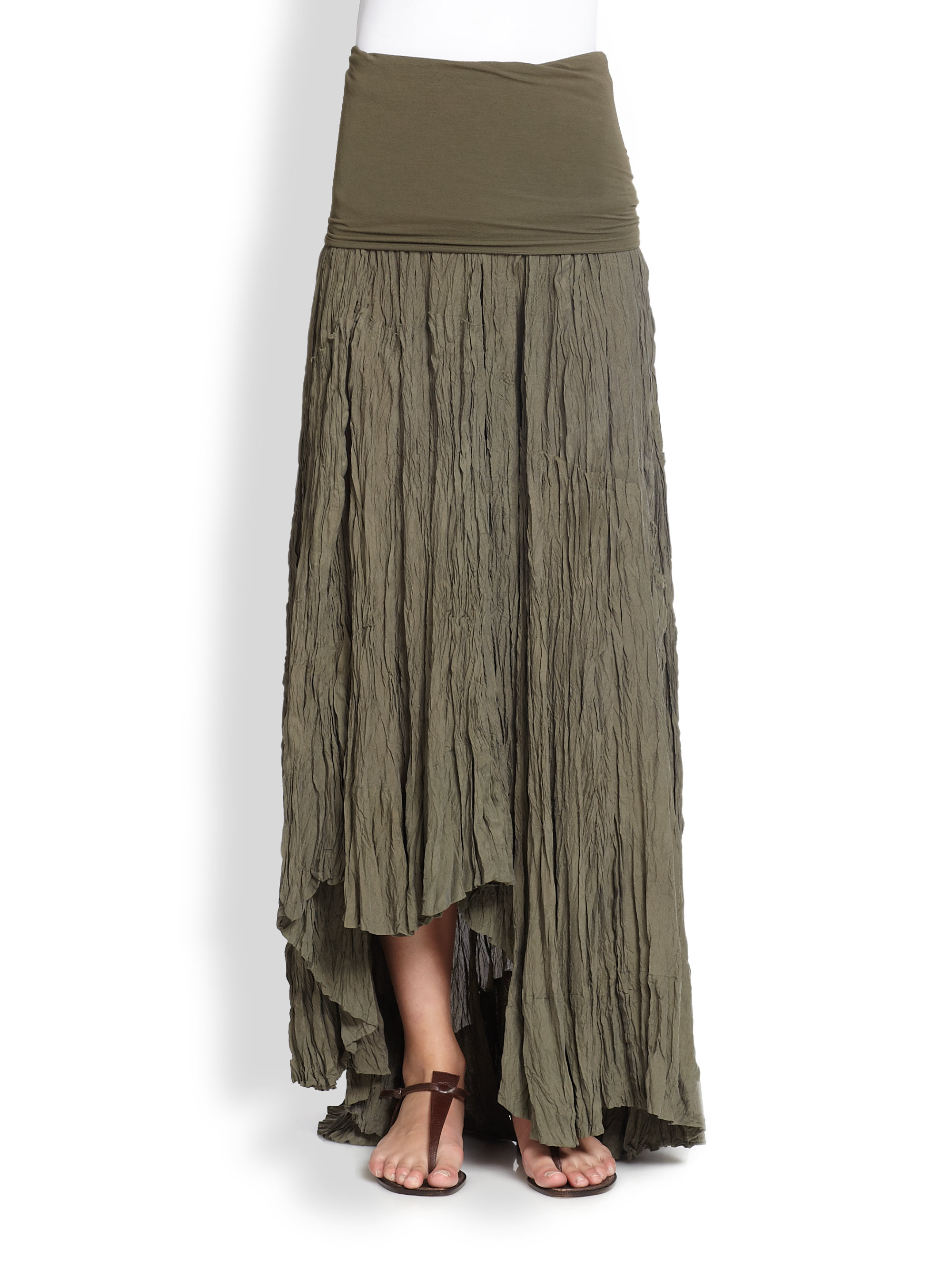 Donna Karan Silk & Jersey Broomstick Skirt in Gray | Lyst