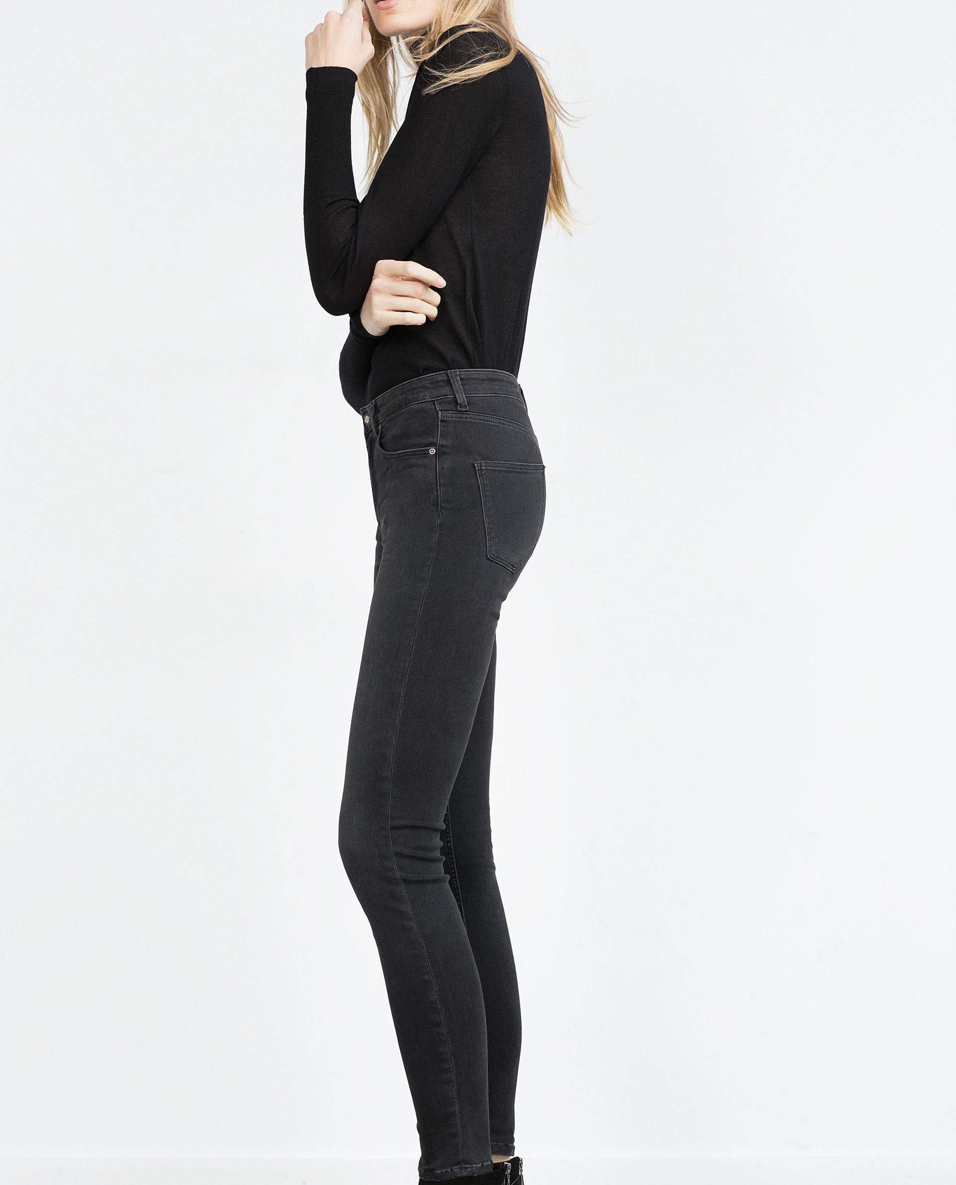 high waisted black skinny jeans zara