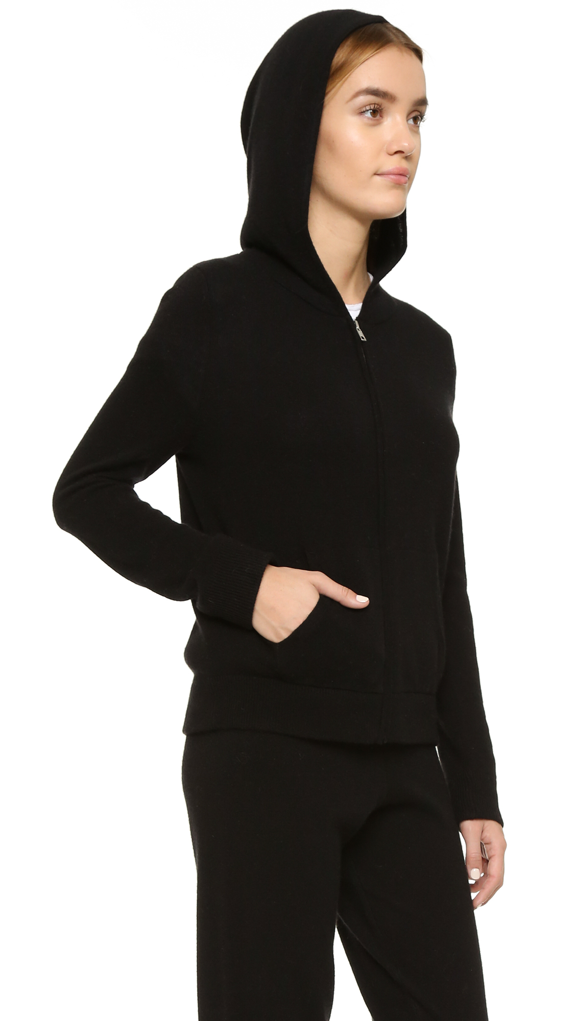 black cashmere hoodie womens