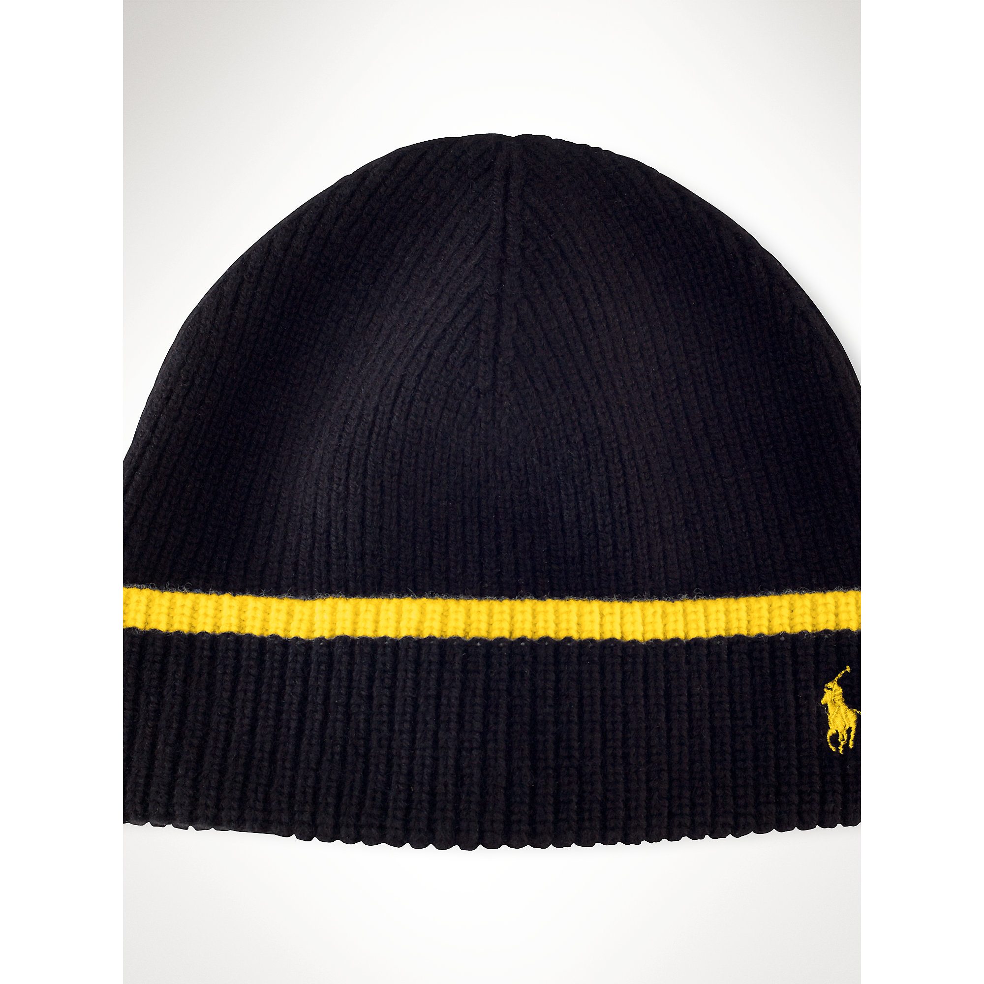 Ralph lauren Merino Wool Hat in Black for Men (black/slicker yellow) Lyst