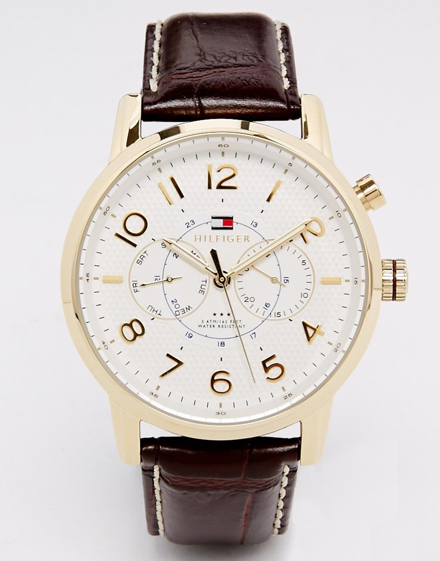 tommy hilfiger watch men's leather strap