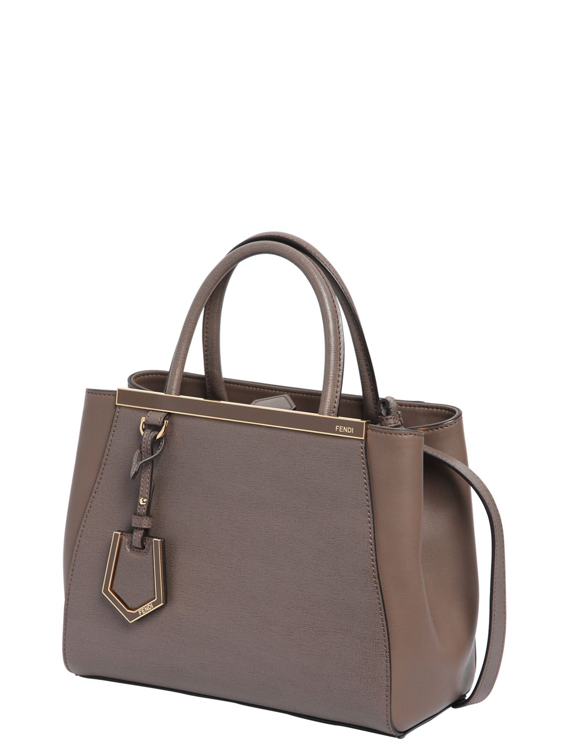 Fendi Mini 2jours Structured Leather Bag in Brown (DOVE BEIGE) | Lyst