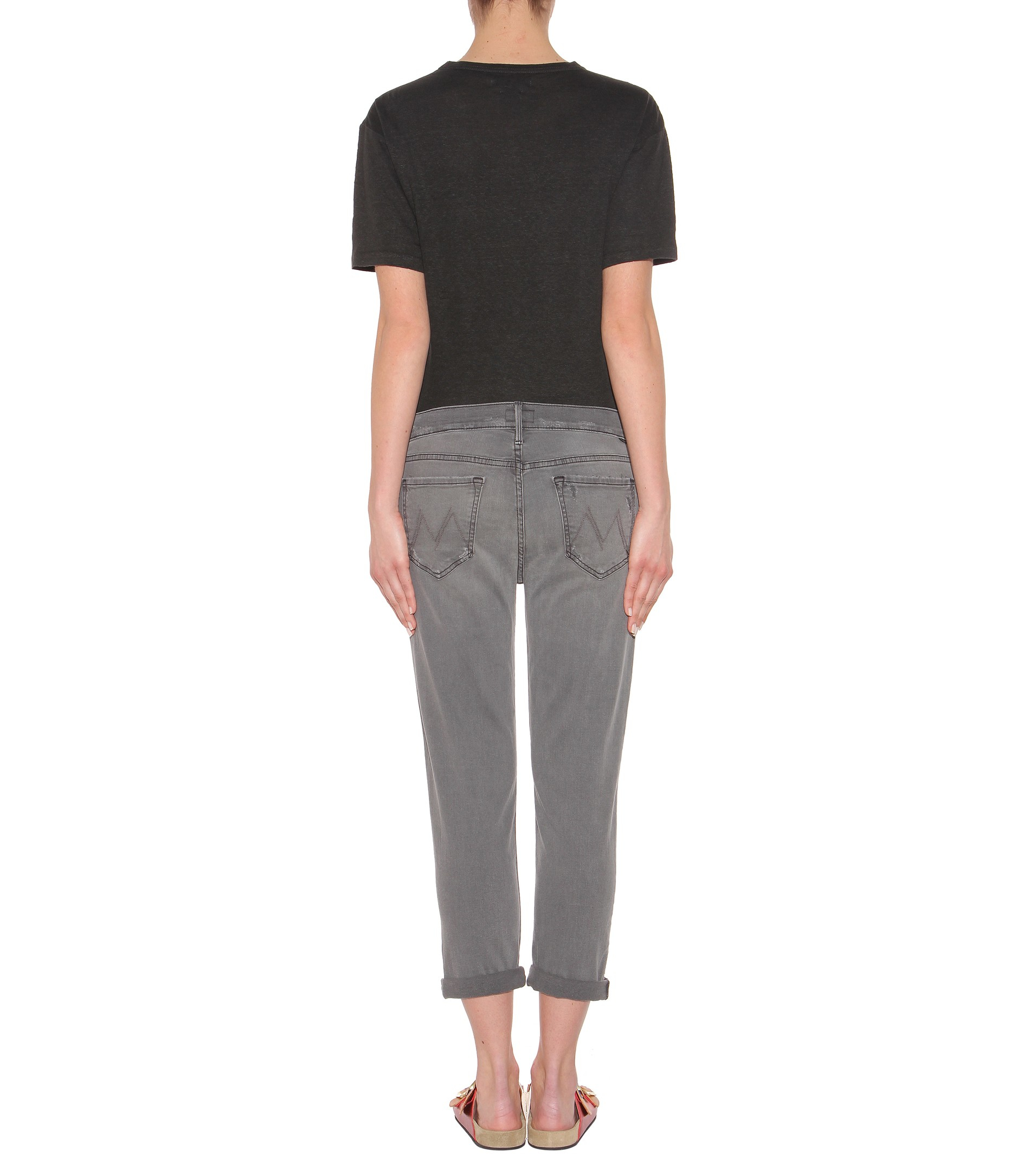 mother the dropout cropped slim jeans