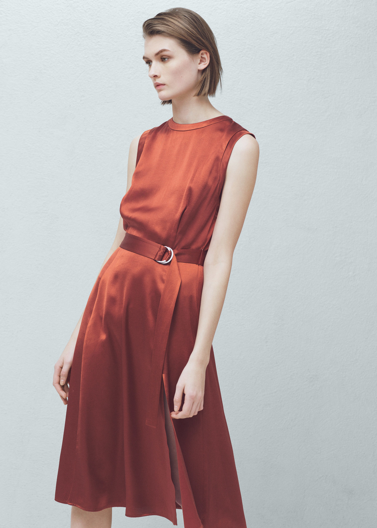 Lyst Mango Belt Satin Dress in Orange