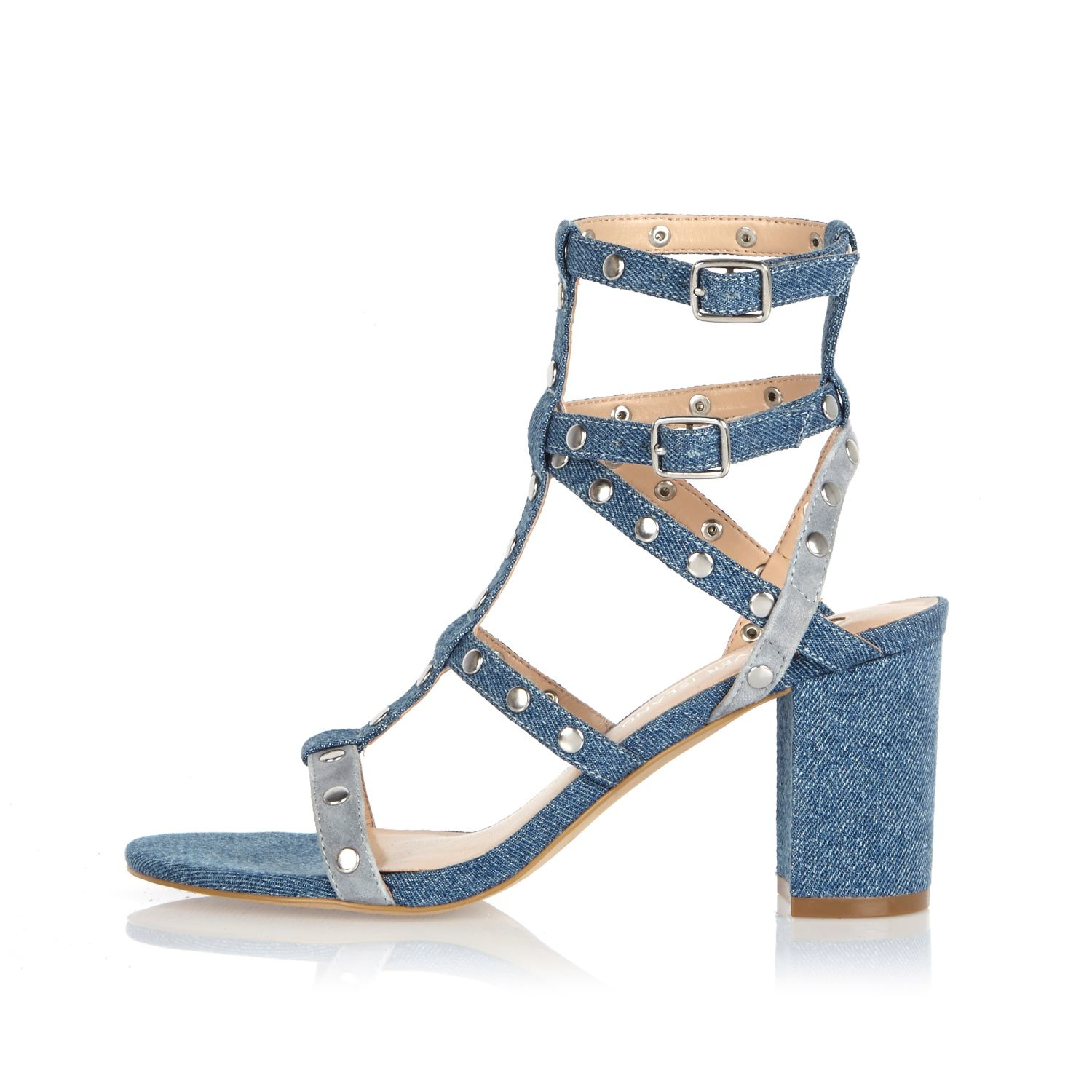 Shoes High-Heeled Sandals Strapped High-Heeled Sandals River Island Strapped High-Heeled Sandals blue elegant 