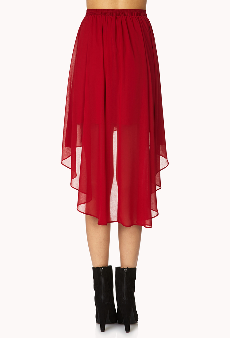 Lyst Forever 21 Chic Layered Chiffon Skirt In Red 