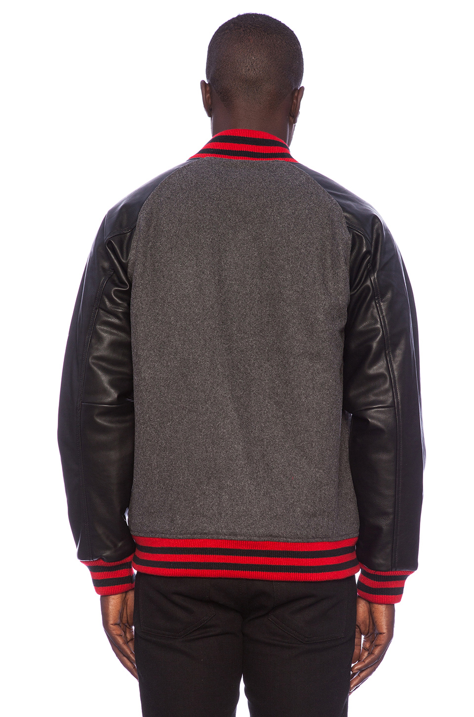 Stussy World Tour Wool Jacket In Charcoal Heather Gray
