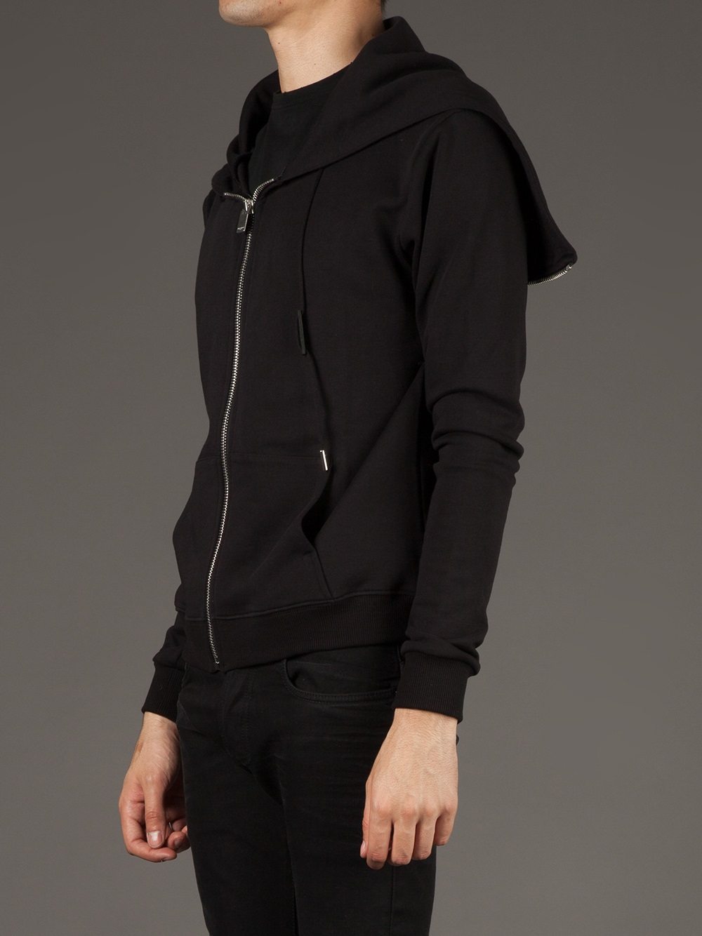 Saint Laurent Zip Detail Hoodie in Black for Men - Lyst