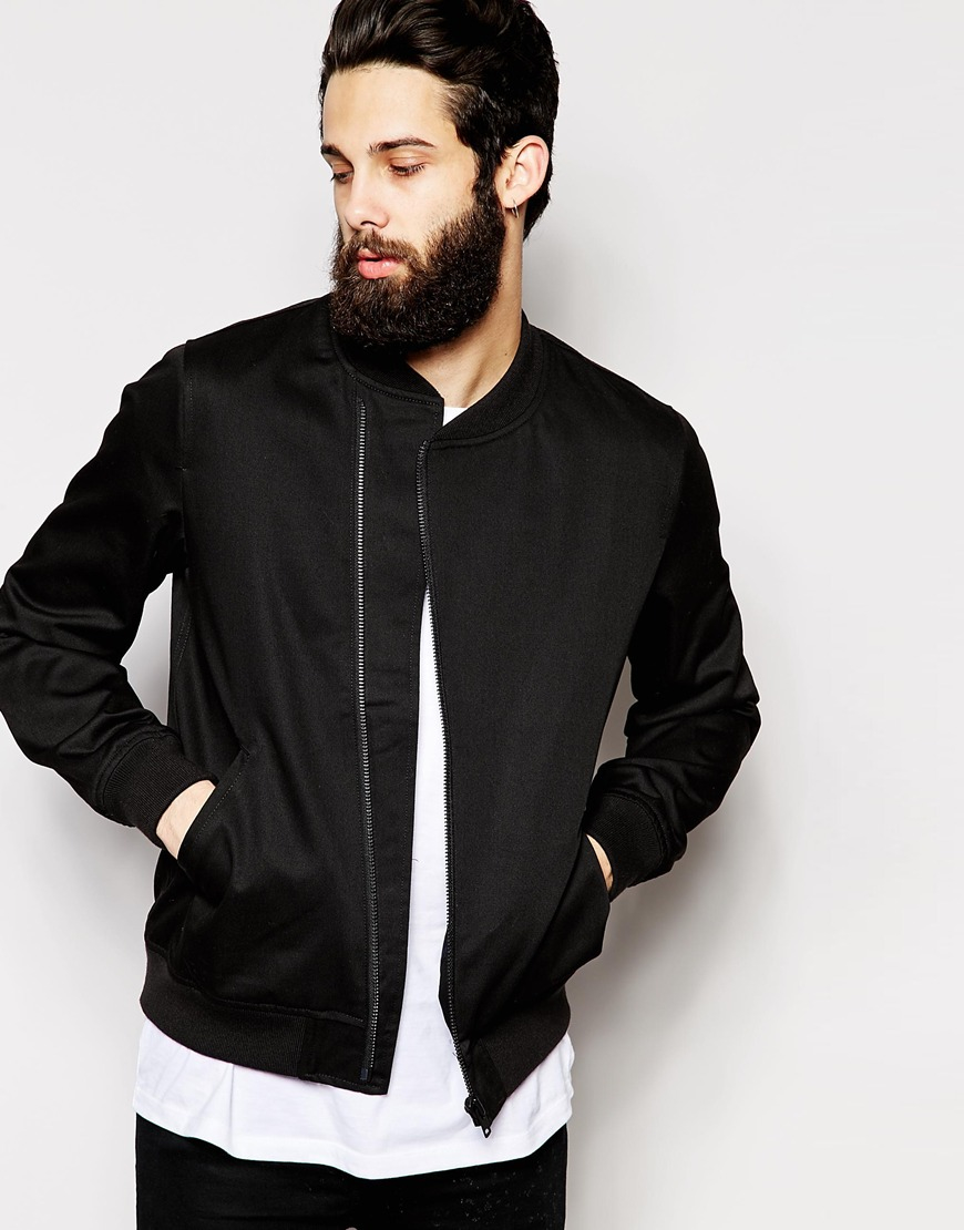 Black Mens Bomber Jacket - Coat Nj