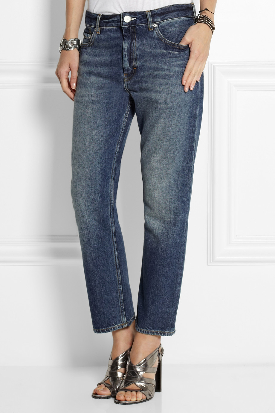 Acne Studios Pop Vintage Blue Cropped Boyfriend Jeans - Lyst