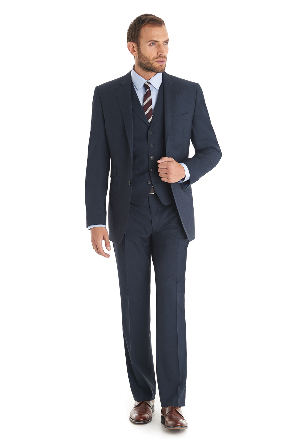 Ted Baker Tailored Fit Navy Three Piece Textured Suit in Blue for Men ...