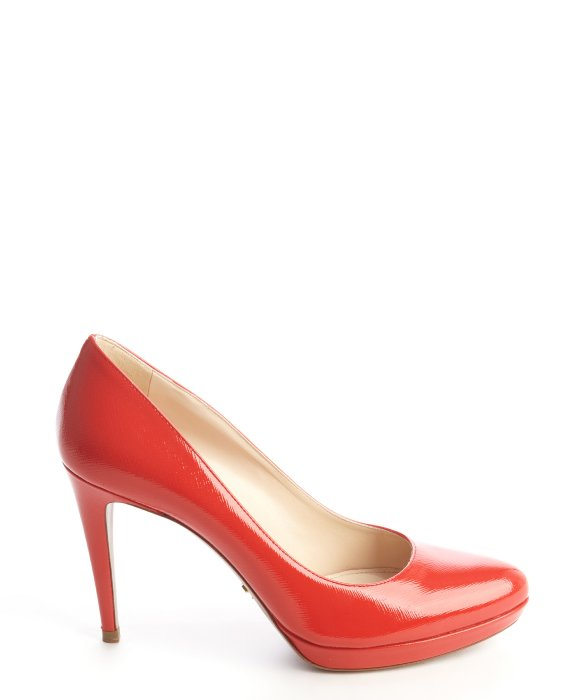 Prada Red Patent Saffiano Leather Platform Pumps in Red | Lyst  