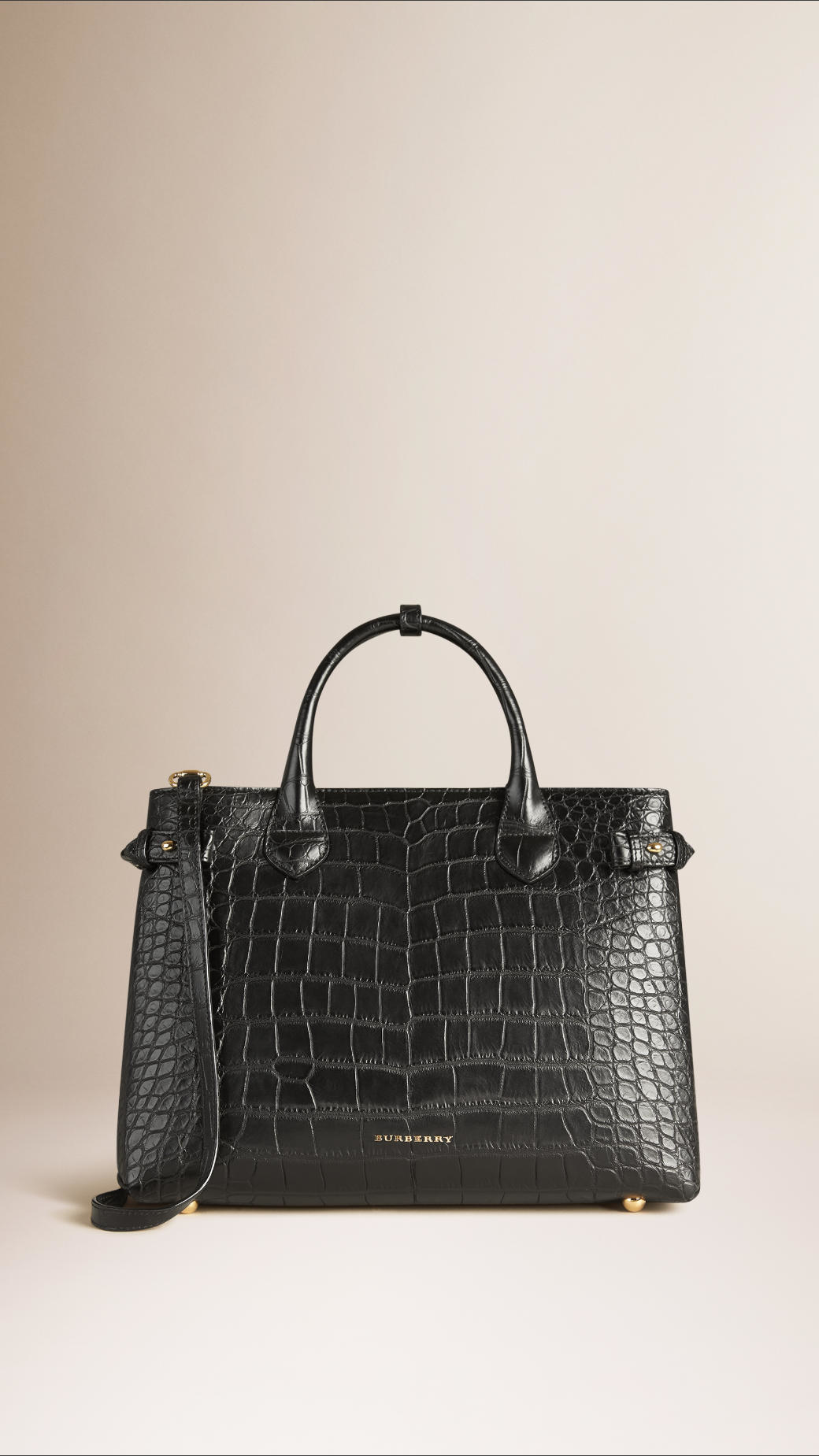 Burberry Leather The Medium Banner Alligator Bag in Black - Lyst