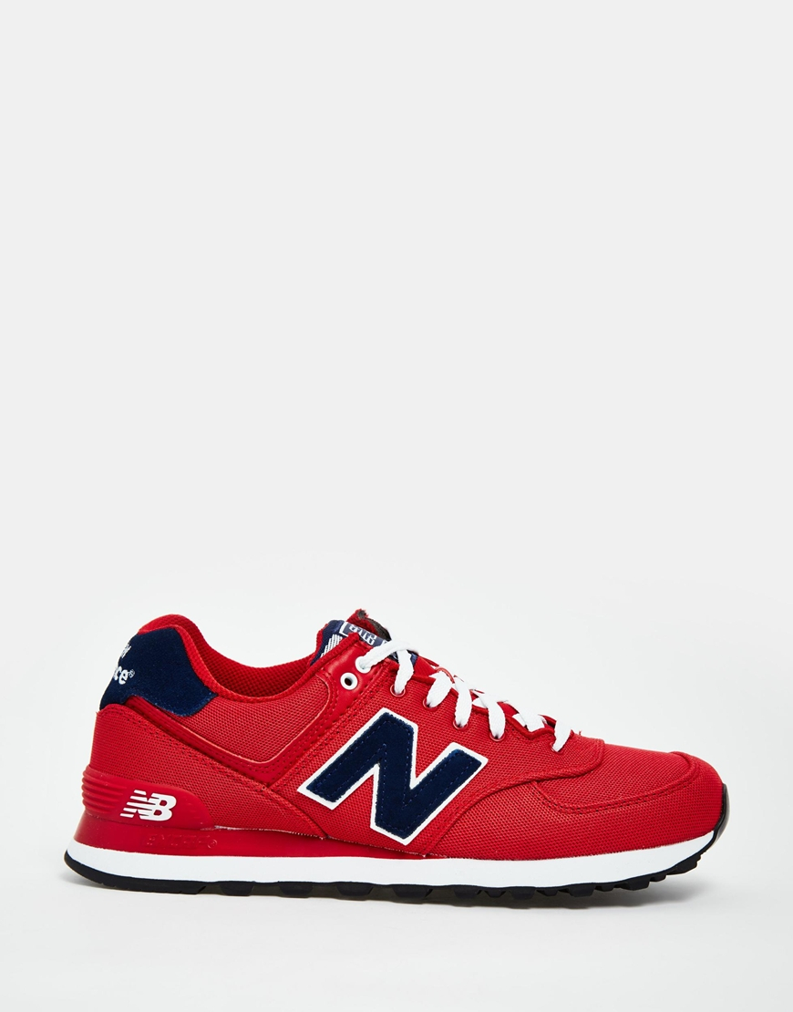 New balance 574 Canvas Sneakers in Red for Men | Lyst