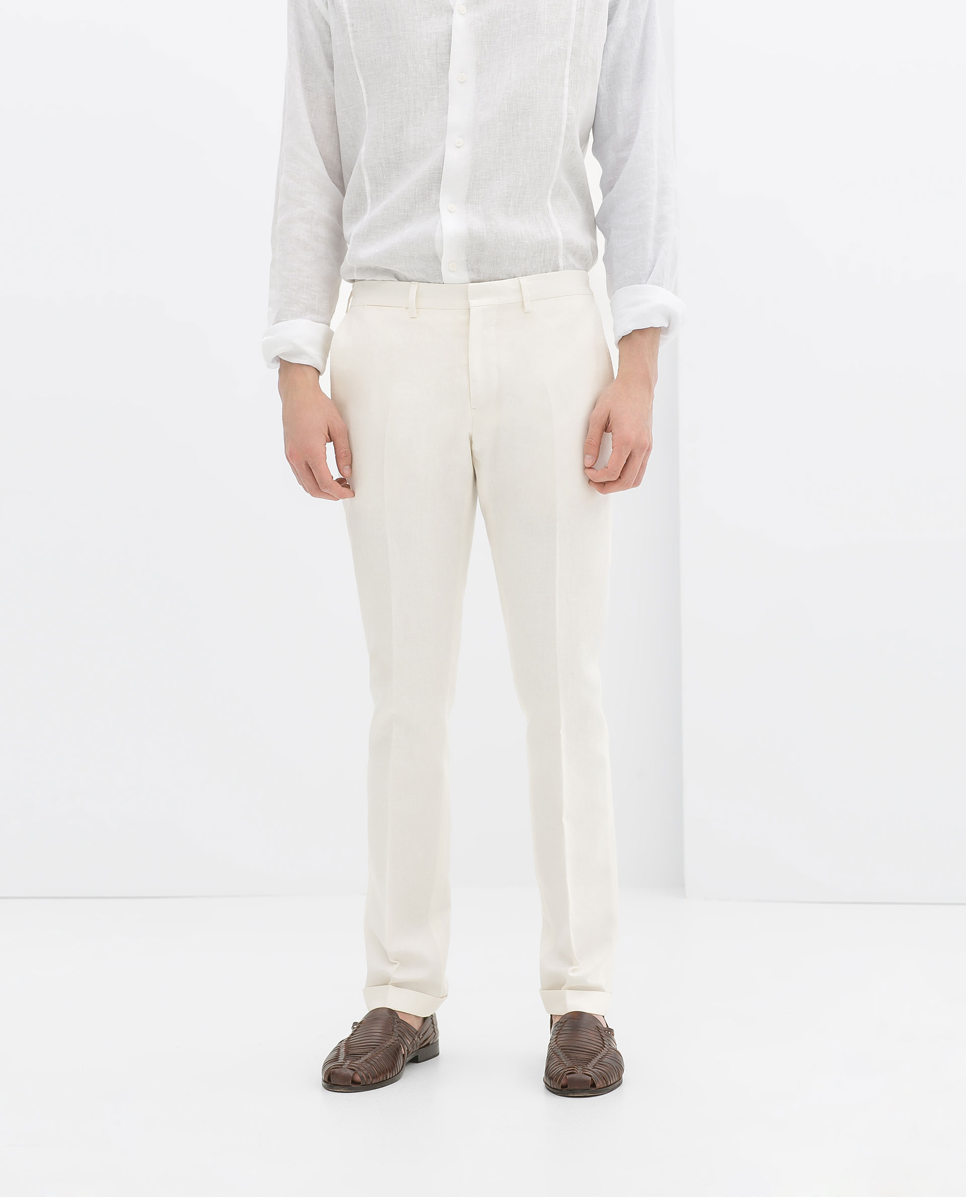 off white linen pants - Pi Pants