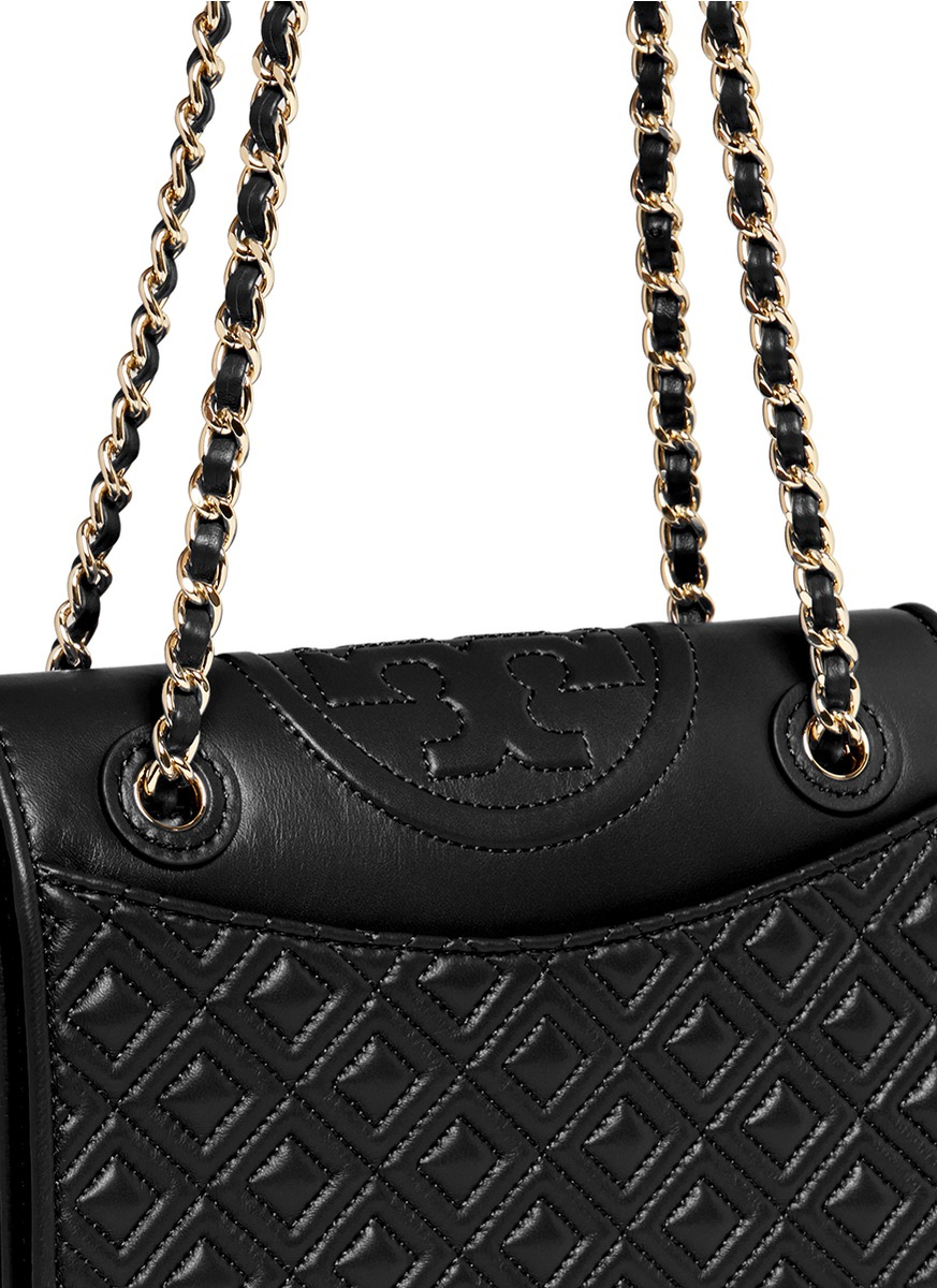 Tory Burch 'fleming' Medium Quilted Leather Bag in Black | Lyst